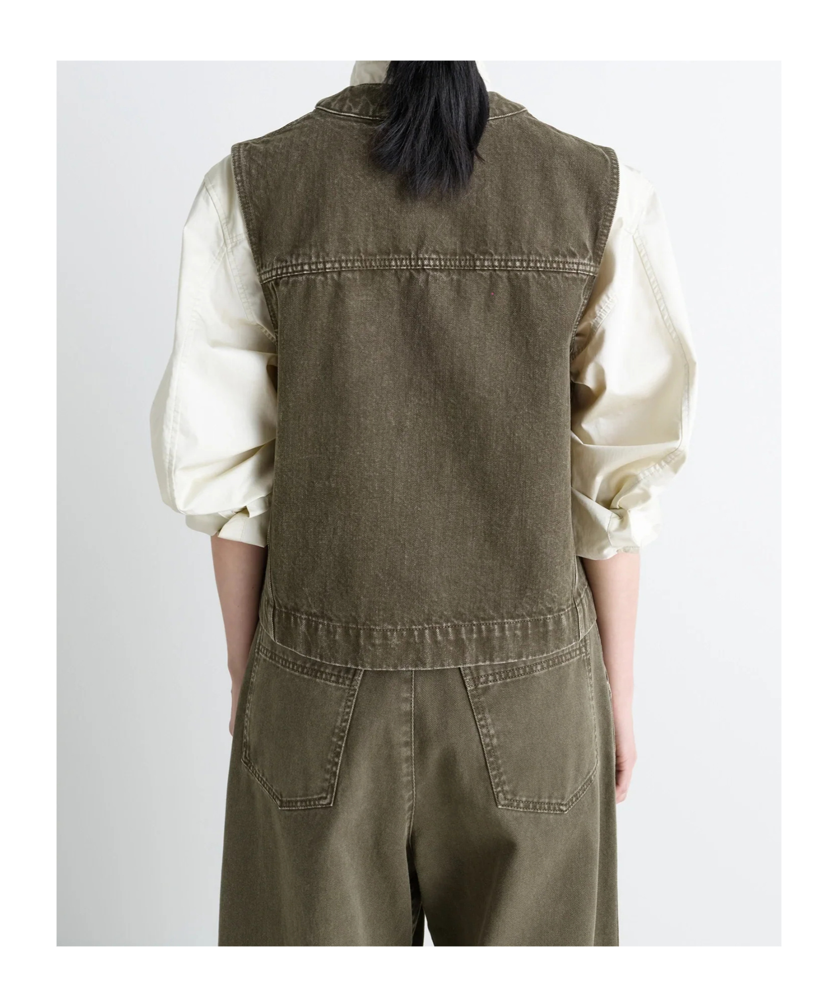 Lemaire Moss Green Denim Vest In Green