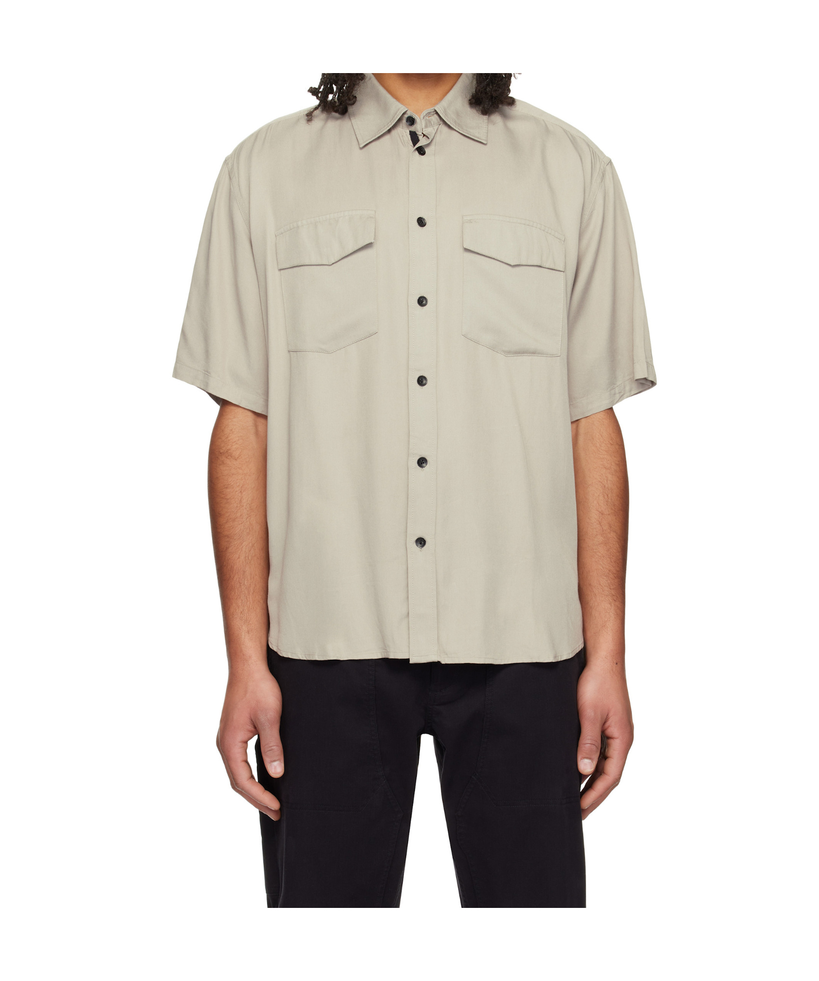 Rag & Bone Taupe Matthew 2-pocket Ss Shirt In White