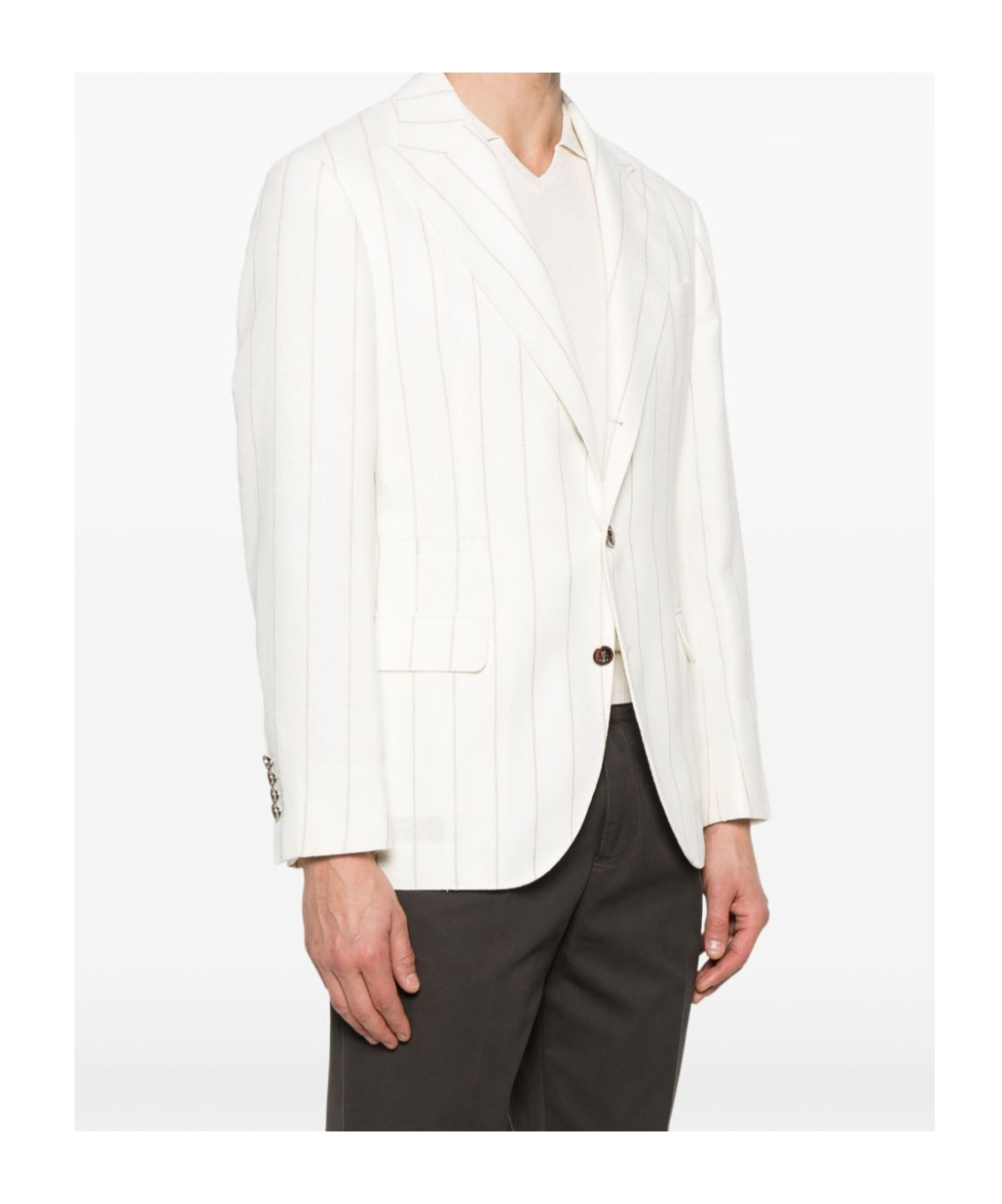 Brunello Cucinelli Striped Blazer In White