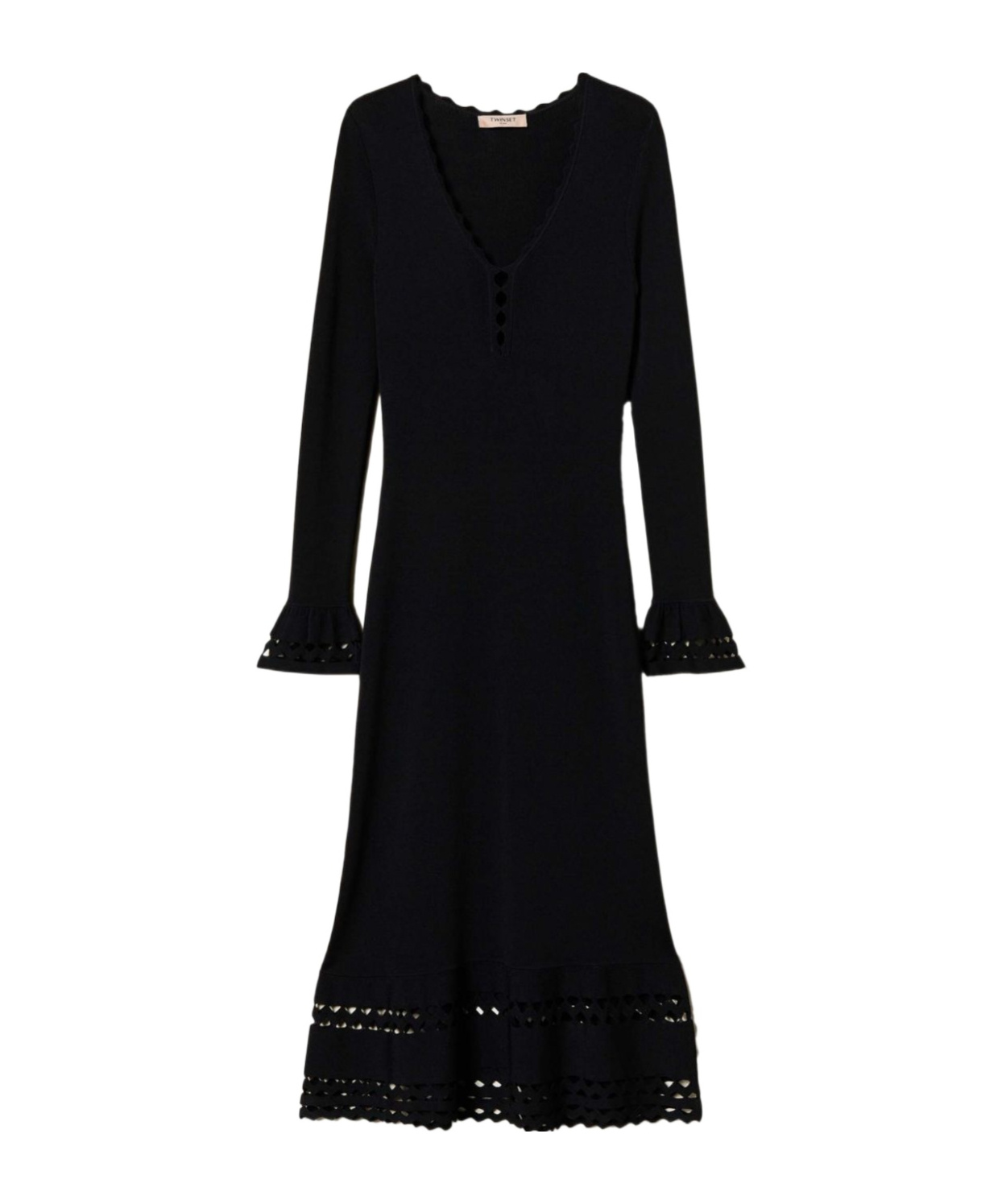TWINSET SCALLOP-TRIM MIDI DRESS