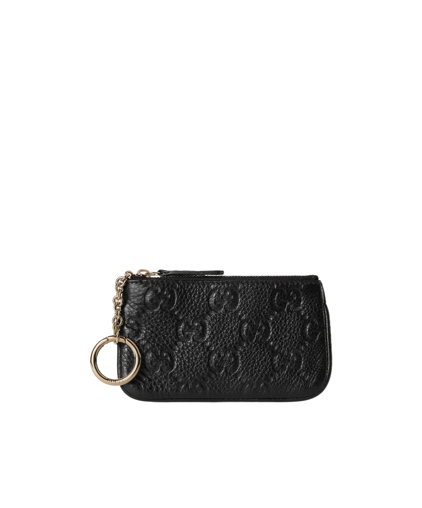 Gucci Gg Emblem Series Zipper Key Bag In Black
