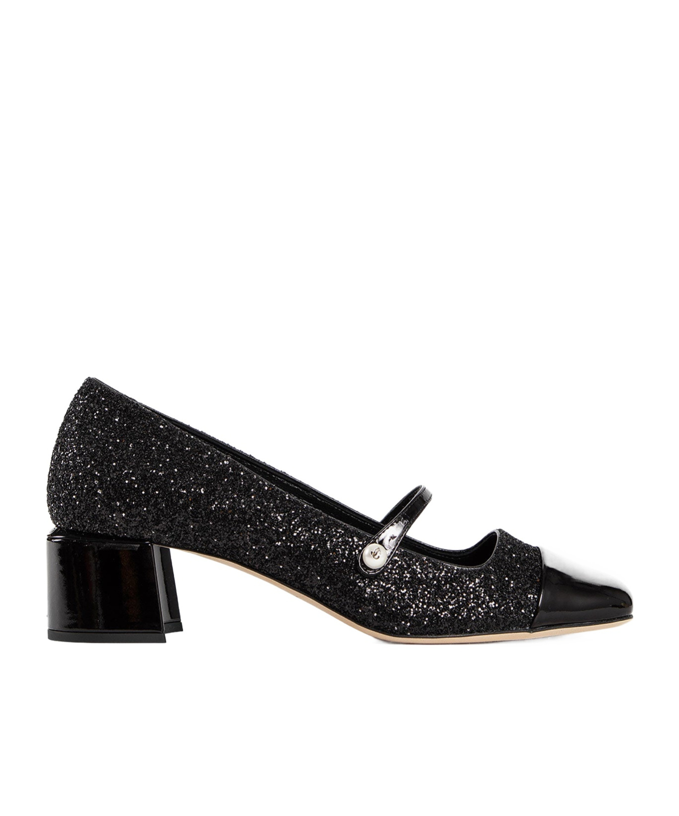 Jimmy Choo Glittered Leather Pearl Square Pumps In Black