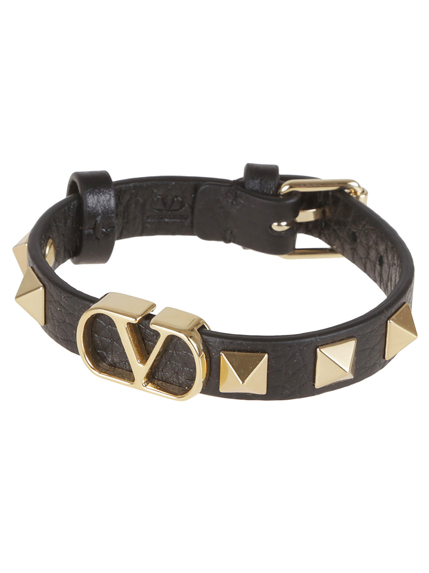 Valentino Rivet Design Bracelet In Black