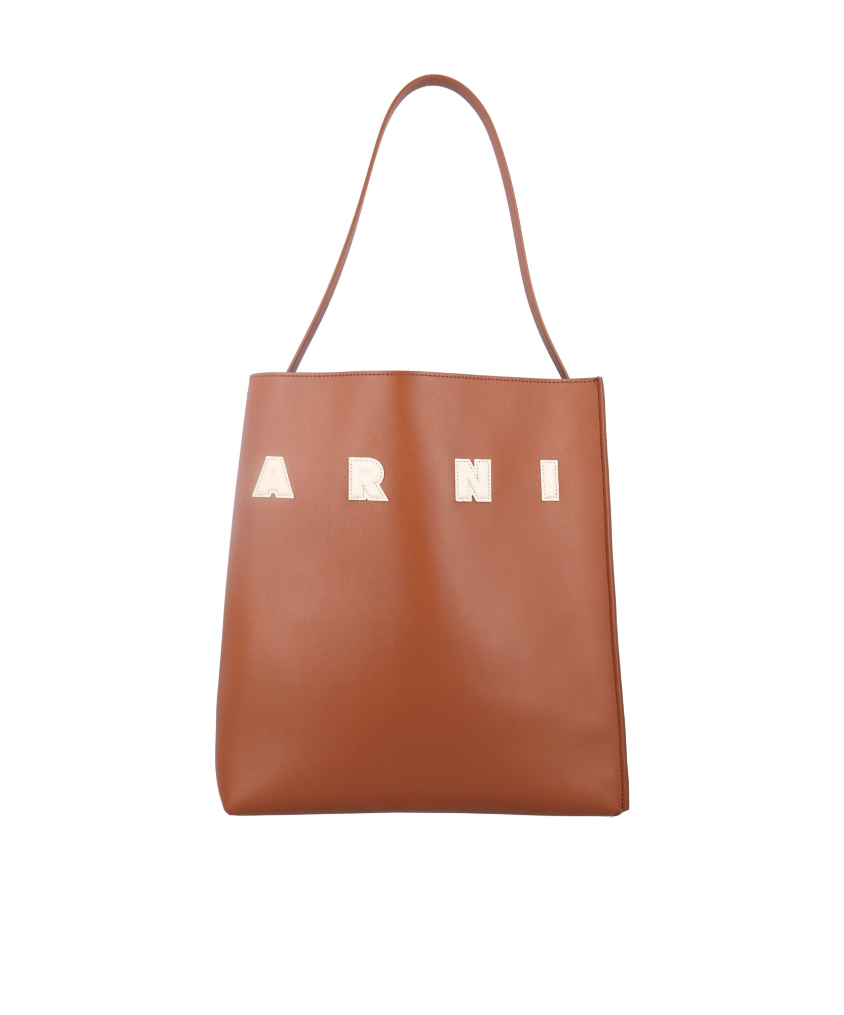 Marni Tote Bag With Elegant Lettering And Sophisticated Design In Brown
