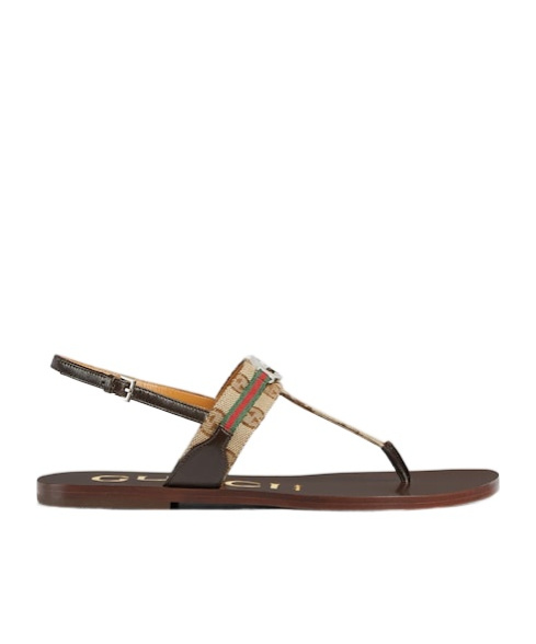 Gucci Kika Gg Flat Thong Slingback Sandals In Brown