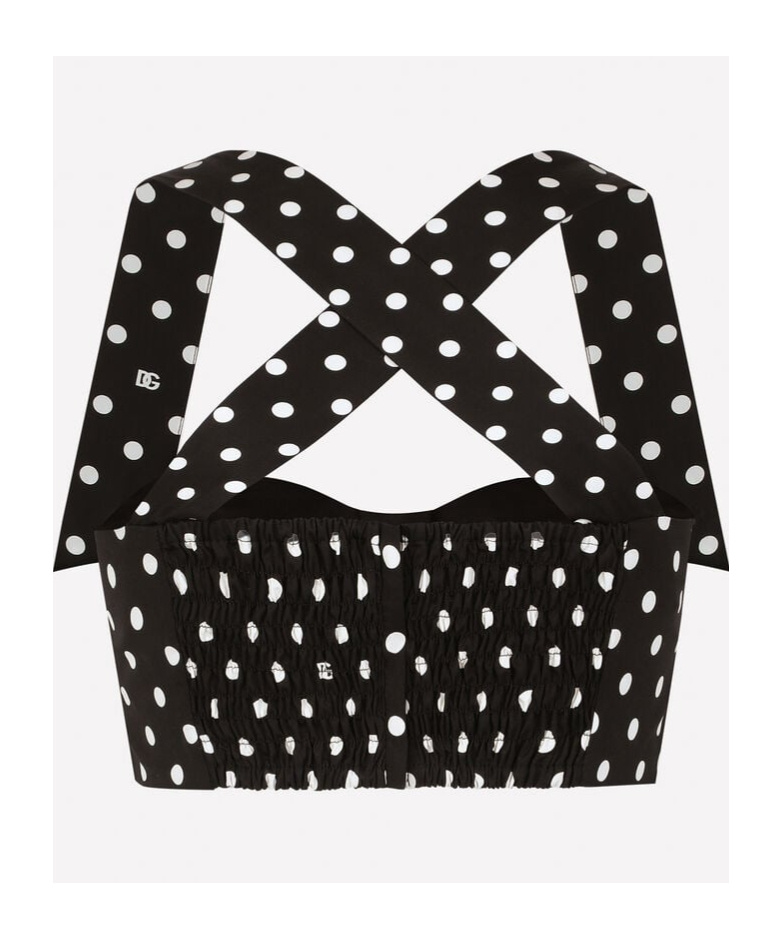 Shop Dolce & Gabbana Polka-dot Corset Top In Black