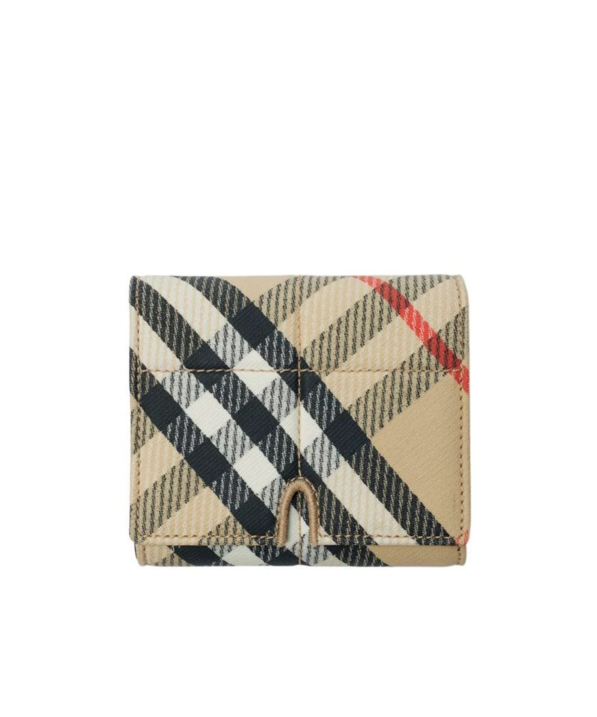 Burberry Woman Embroidered Canvas Card Holder In Sand-colored