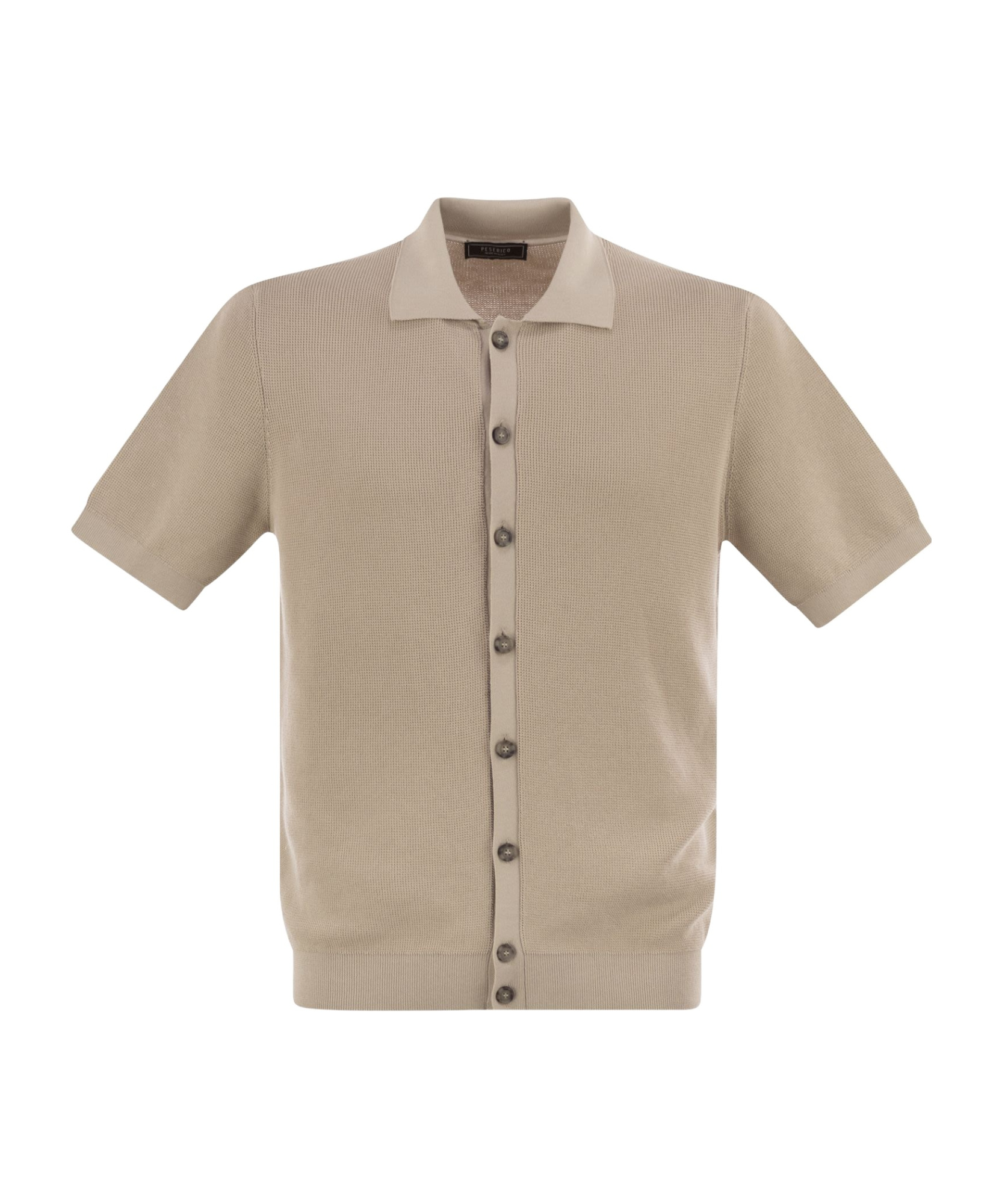 Peserico Polo Cardigan In Pure Cotton Yarn In Nude