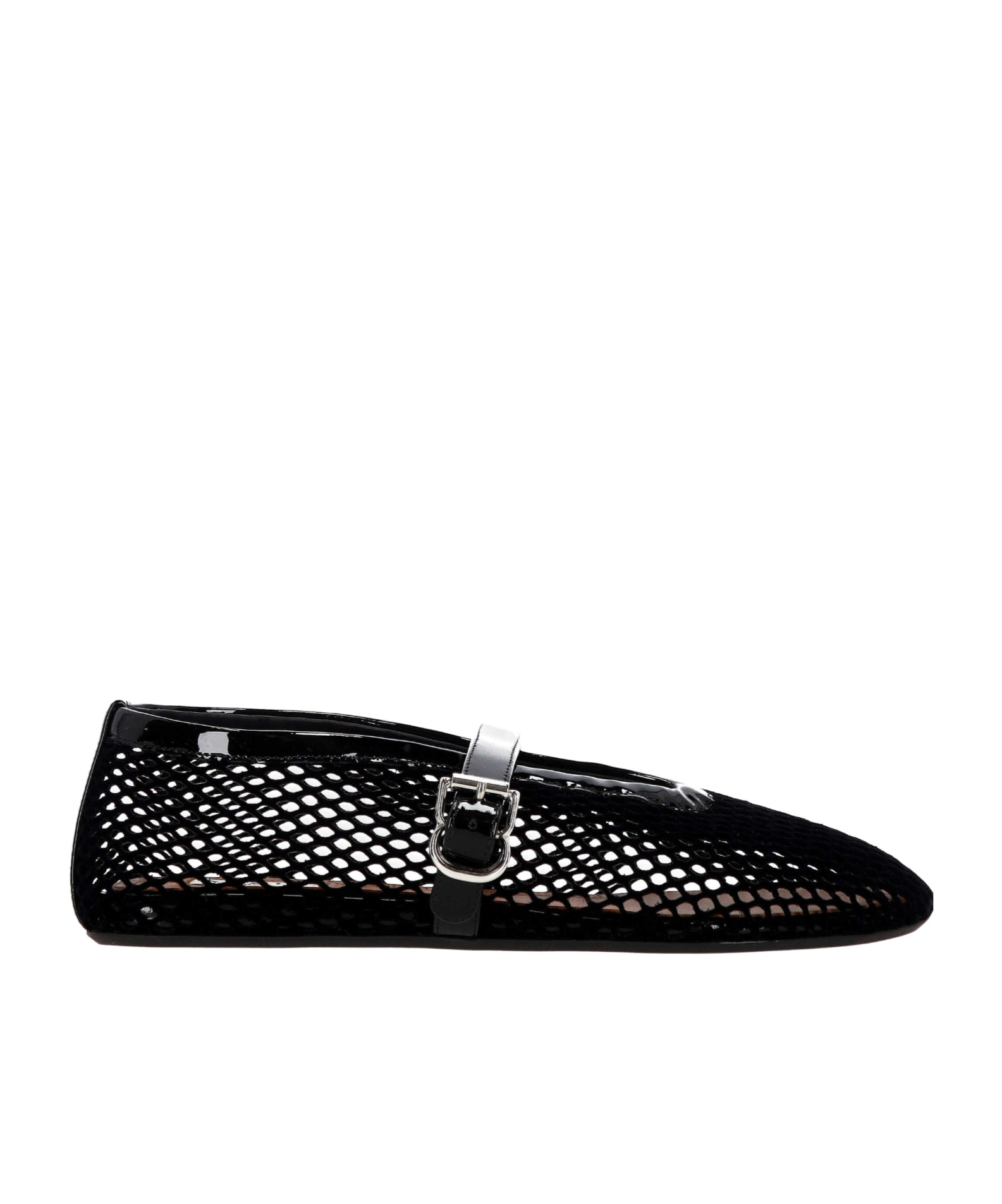 Alaïa Alaia Black Mesh Ballerina With Patent Leather In Black