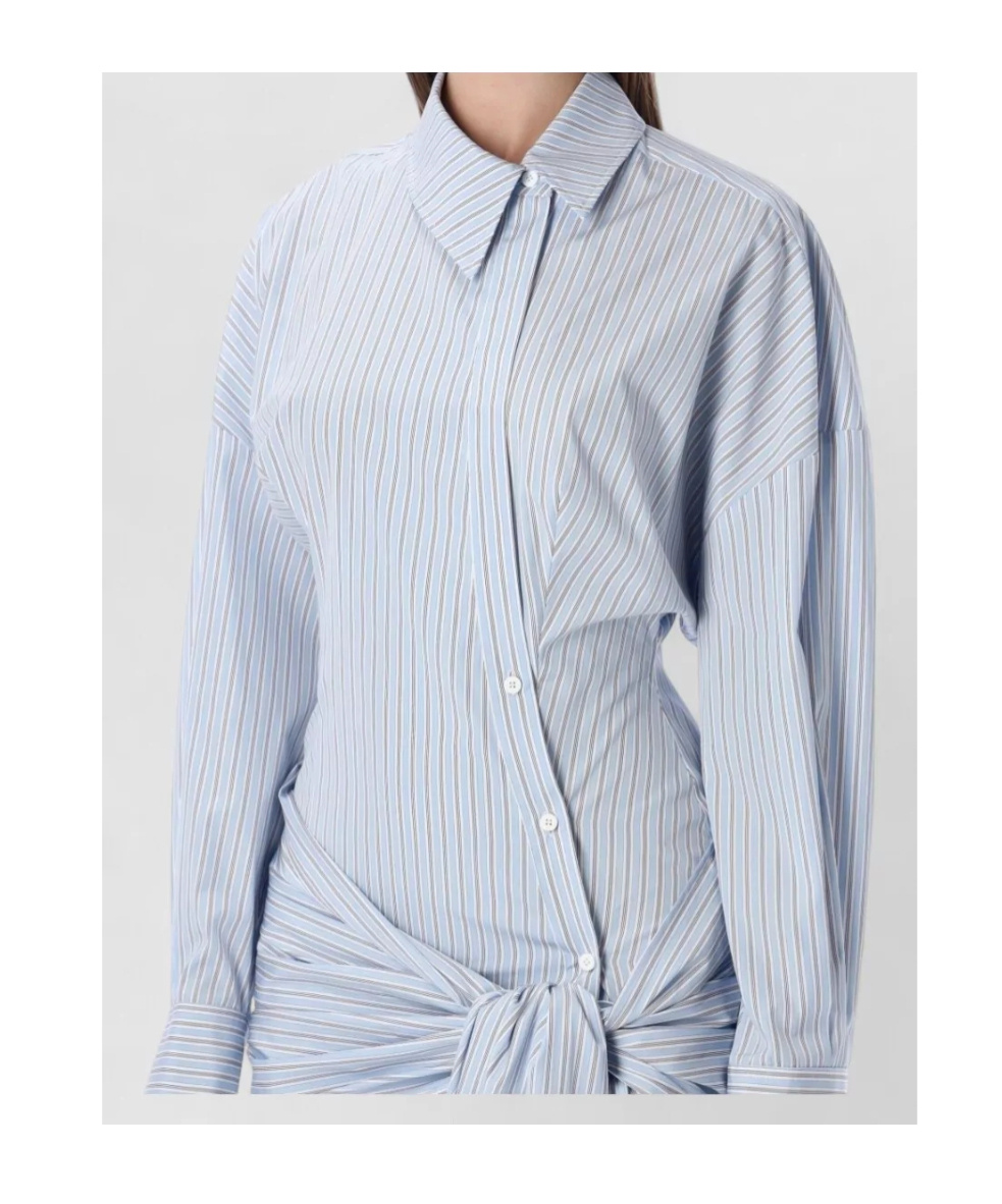 Attico Urban Striped Mini Dress Draping In Blue