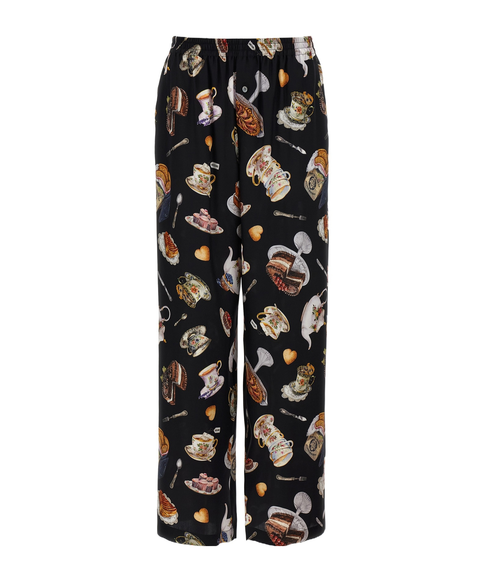 Moschino Pants Featuring Elastic Waistband Print In Black