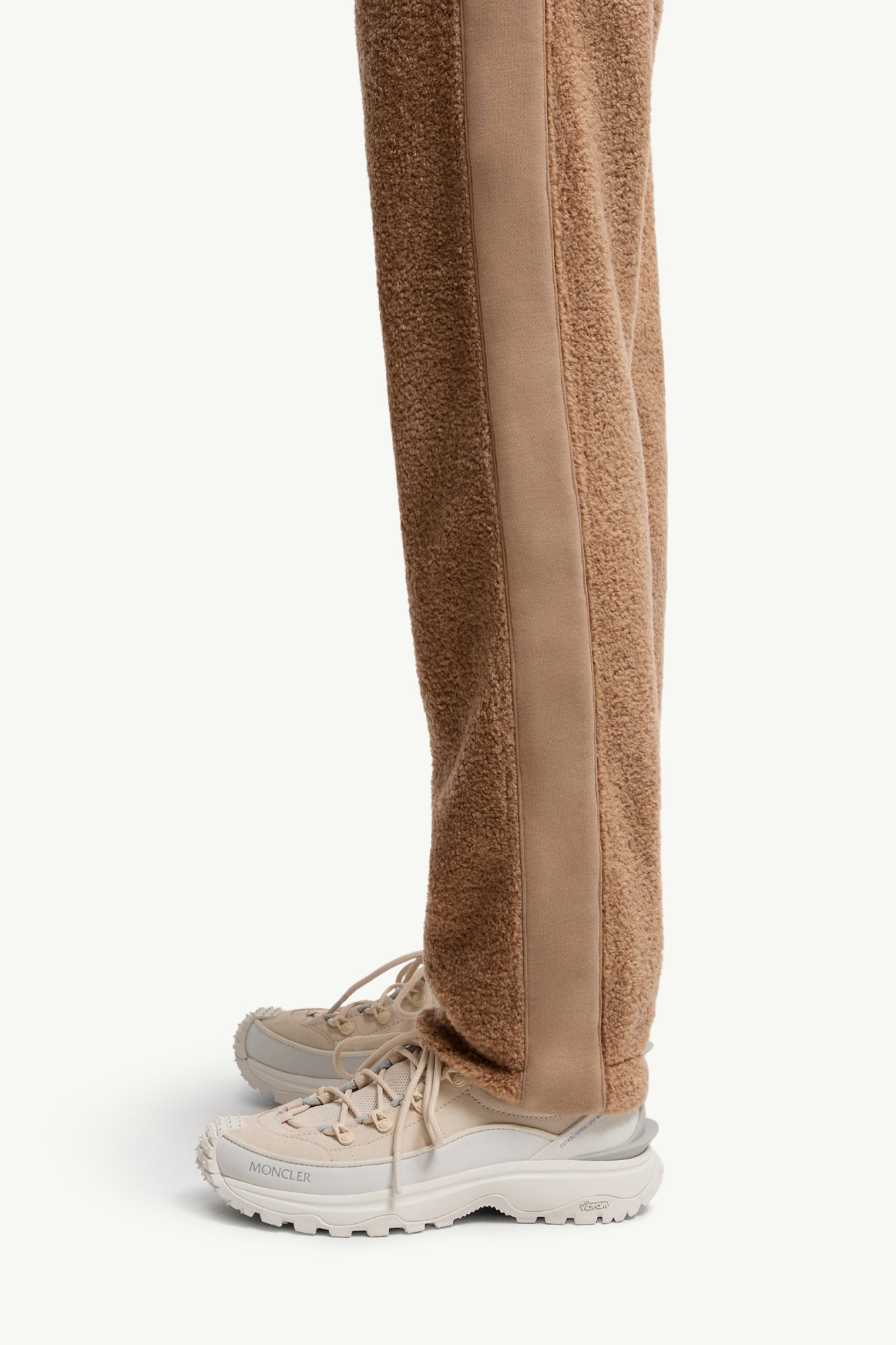 Moncler Mixed Media Fleece Sweatpants In Brown