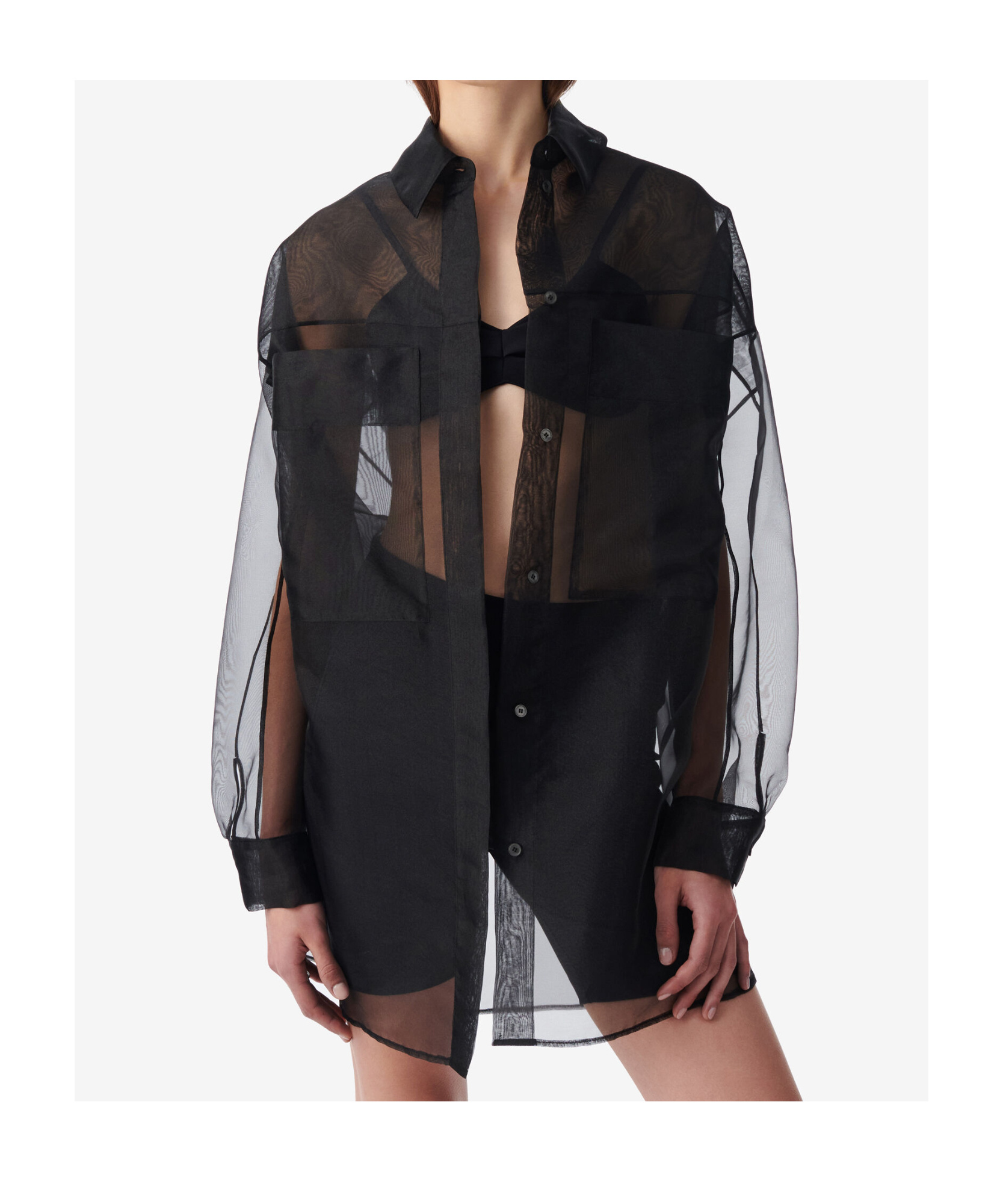 Iro Long Sleeve Sheer Shirt In Black