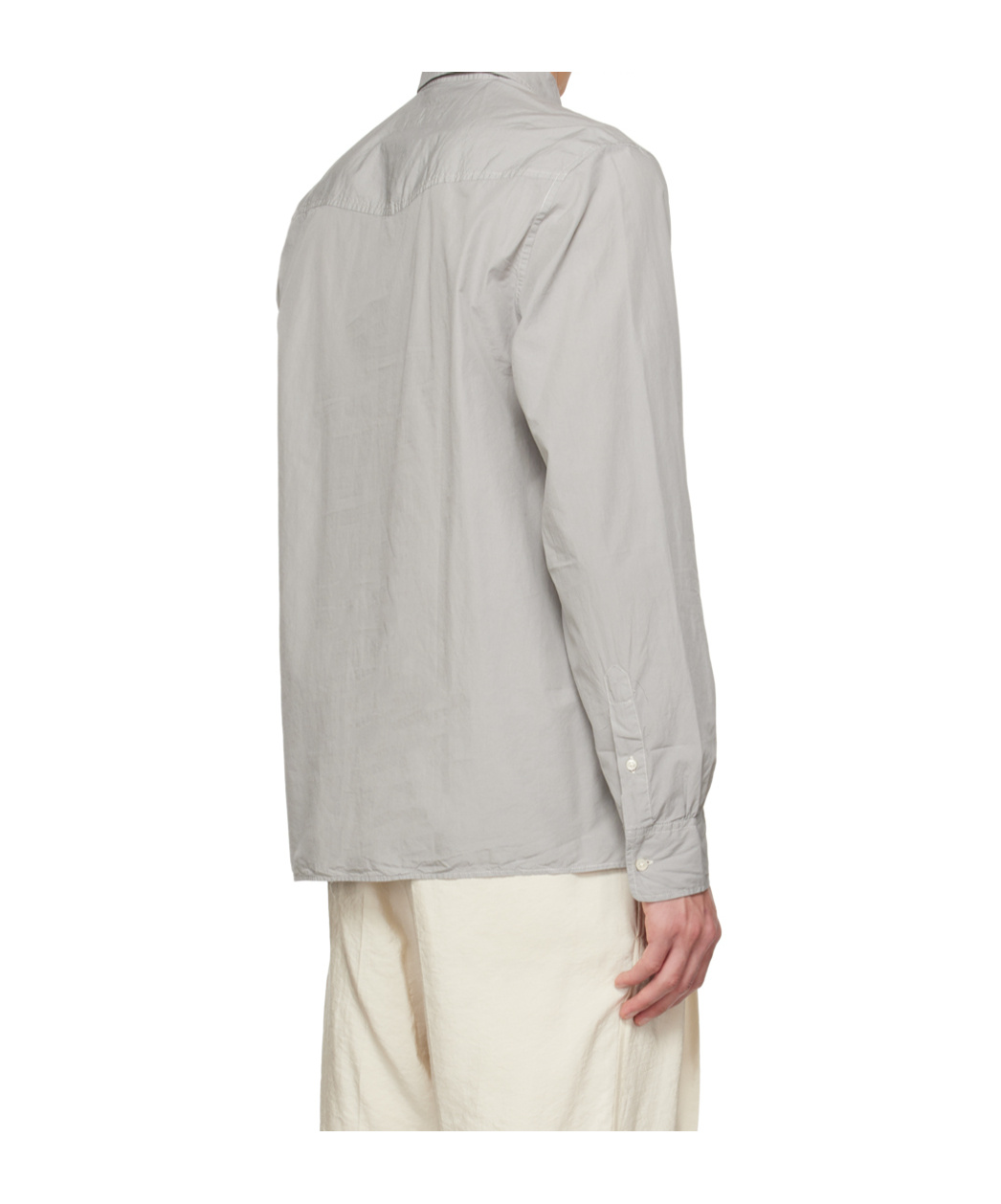 Officine Generale Button-down Long-sleeved Shirt In Gray