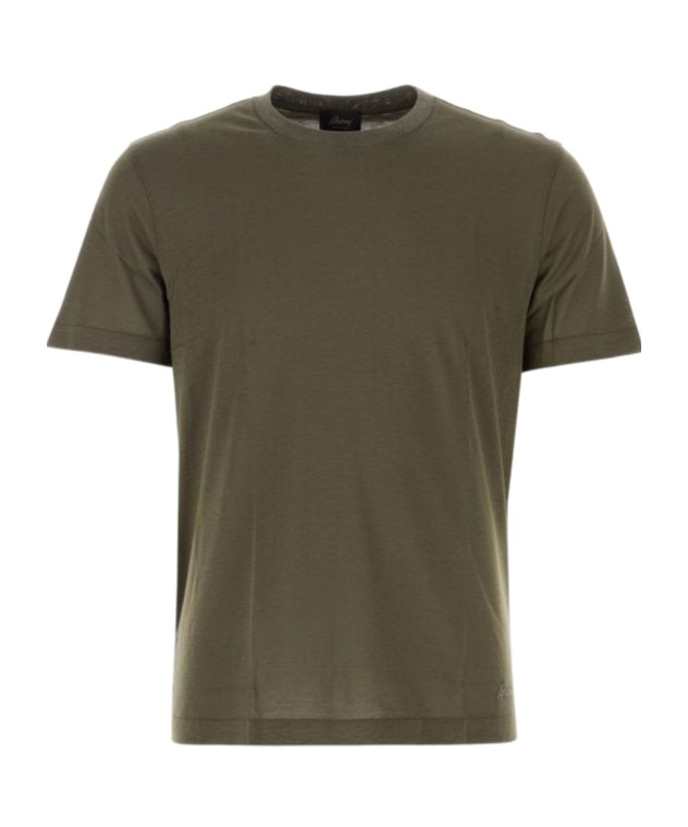 Brioni Crew-neck Short-sleeve T-shirt In Military Green