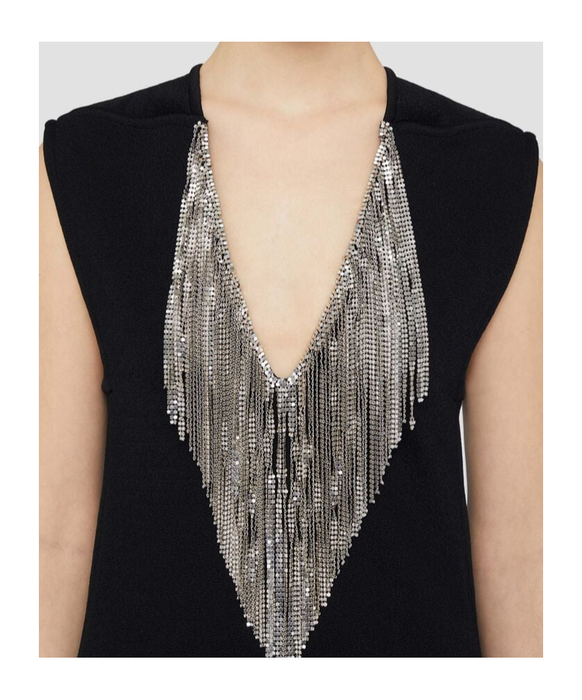 Jil Sander Fringed-mesh Maxi Dress In Black