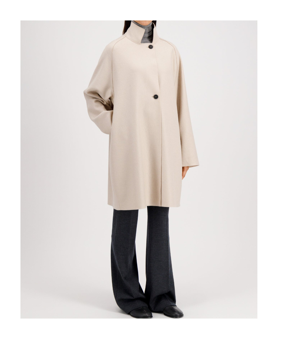 Harris Wharf London Raglan-sleeve Button Coat In Neutral