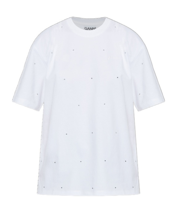 GANNI GANNI T-SHIRT WITH SHIMMERING APPLIQUES