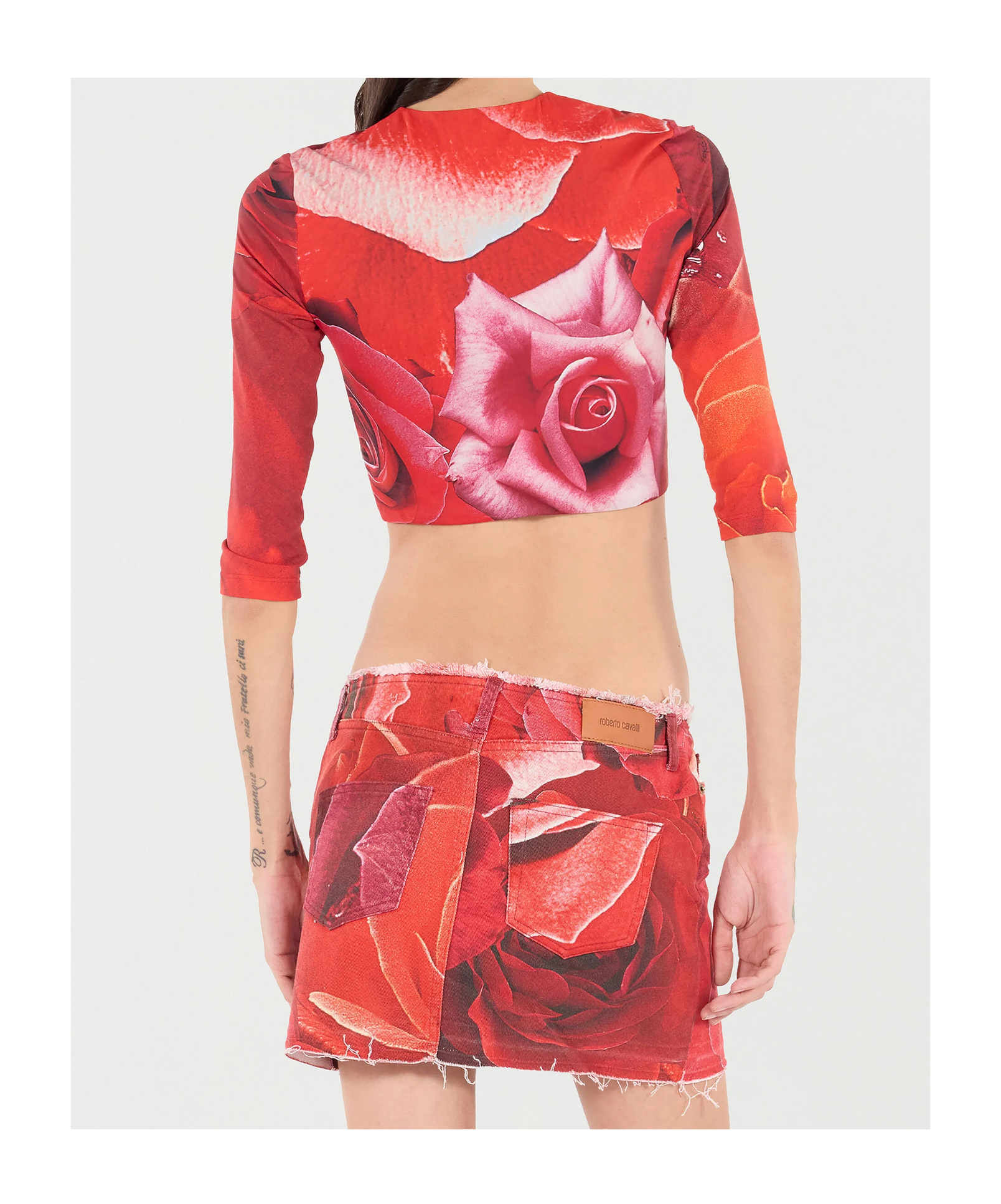 ROBERTO CAVALLI ROSE-PRINT T-SHIRT