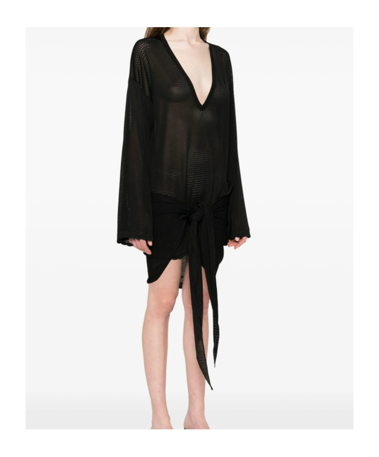 Attico Black Mini Abito Cover-up In Black