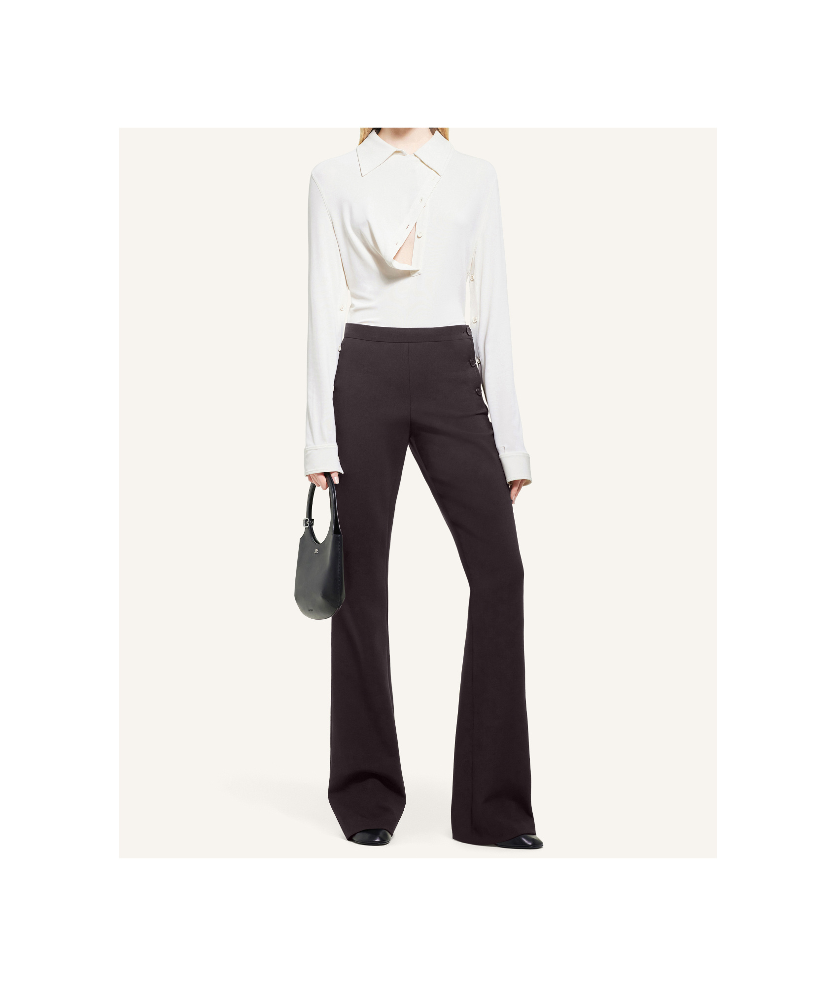 Courrèges Flared Trousers With Cut Out Details In Black