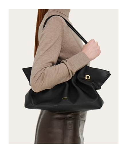 Ferragamo Soft Bag (m) In Black