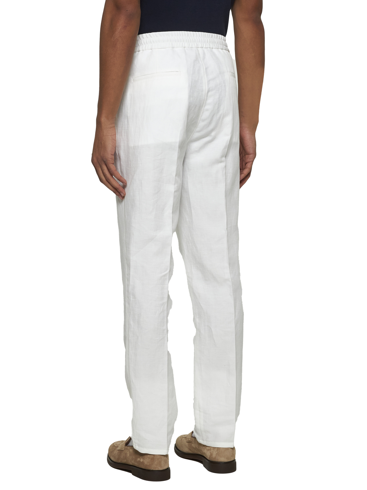 Brunello Cucinelli Leisure Fit Trousers With Drawstring In White