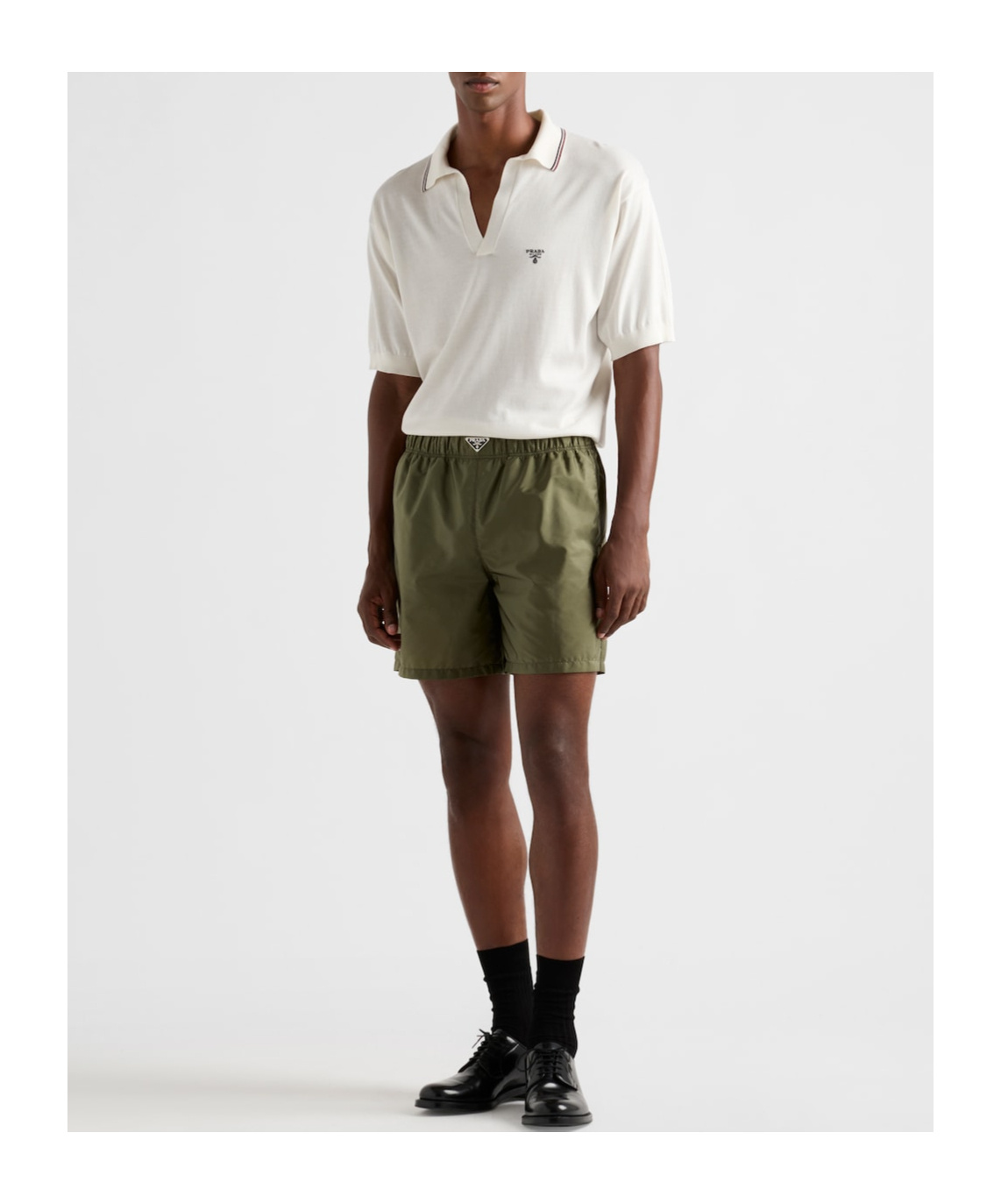Prada Logo-plaque Re-nylon Swim Shorts In Green
