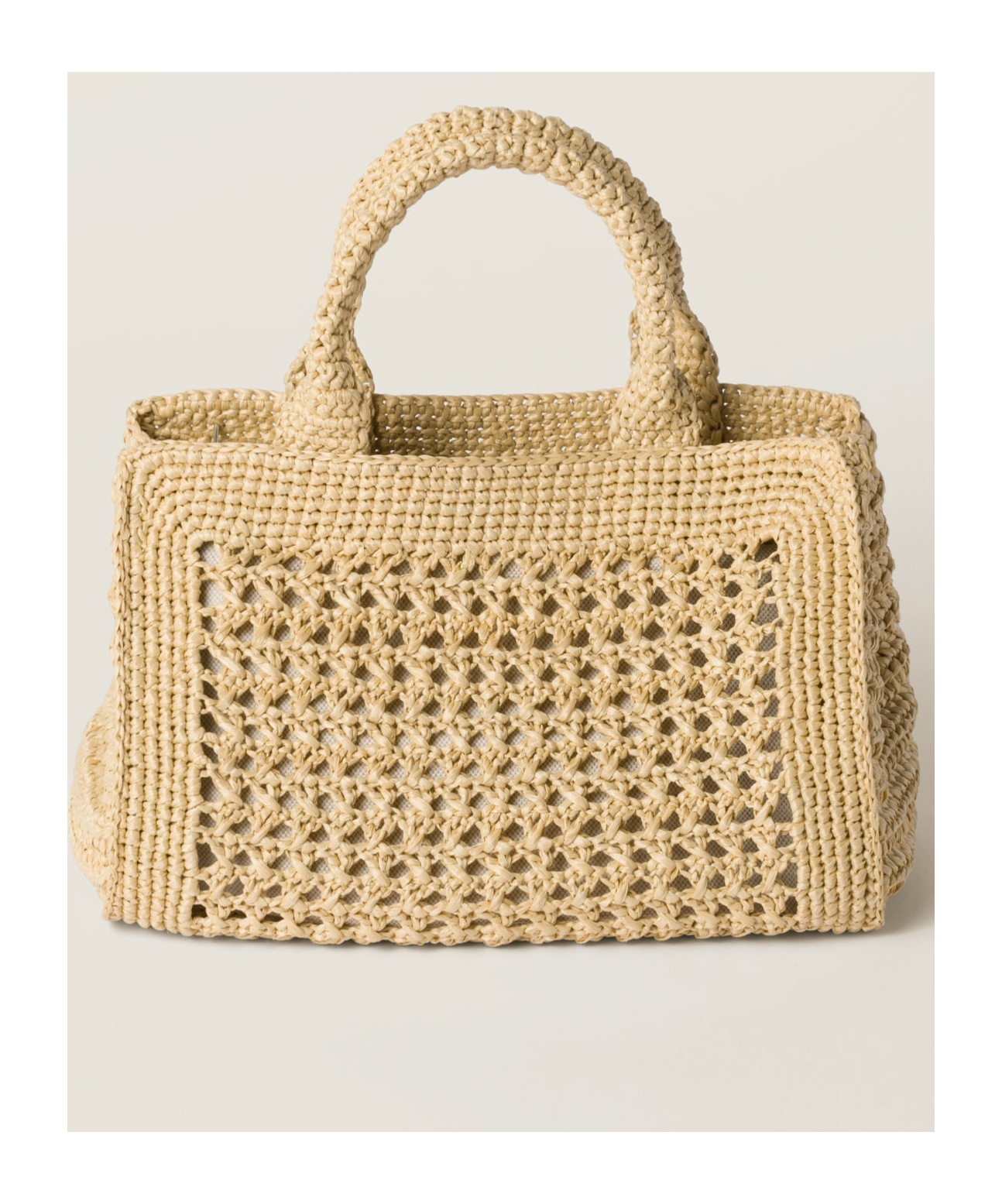 Miu Miu Structured Raffia Handbag With Adjustable Strap