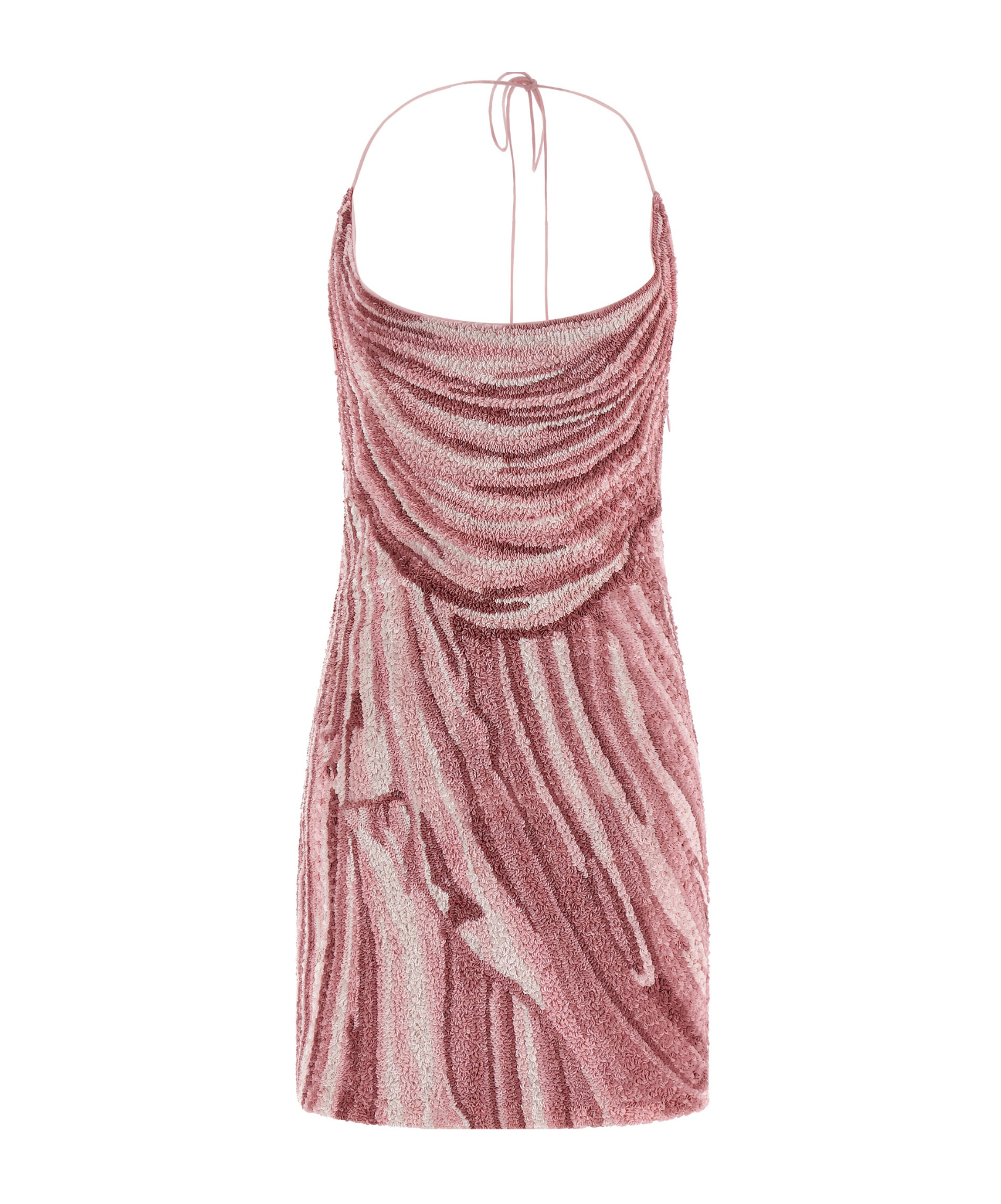 Balmain Draped Halter Neck Mini Dress With Sequins In Pink