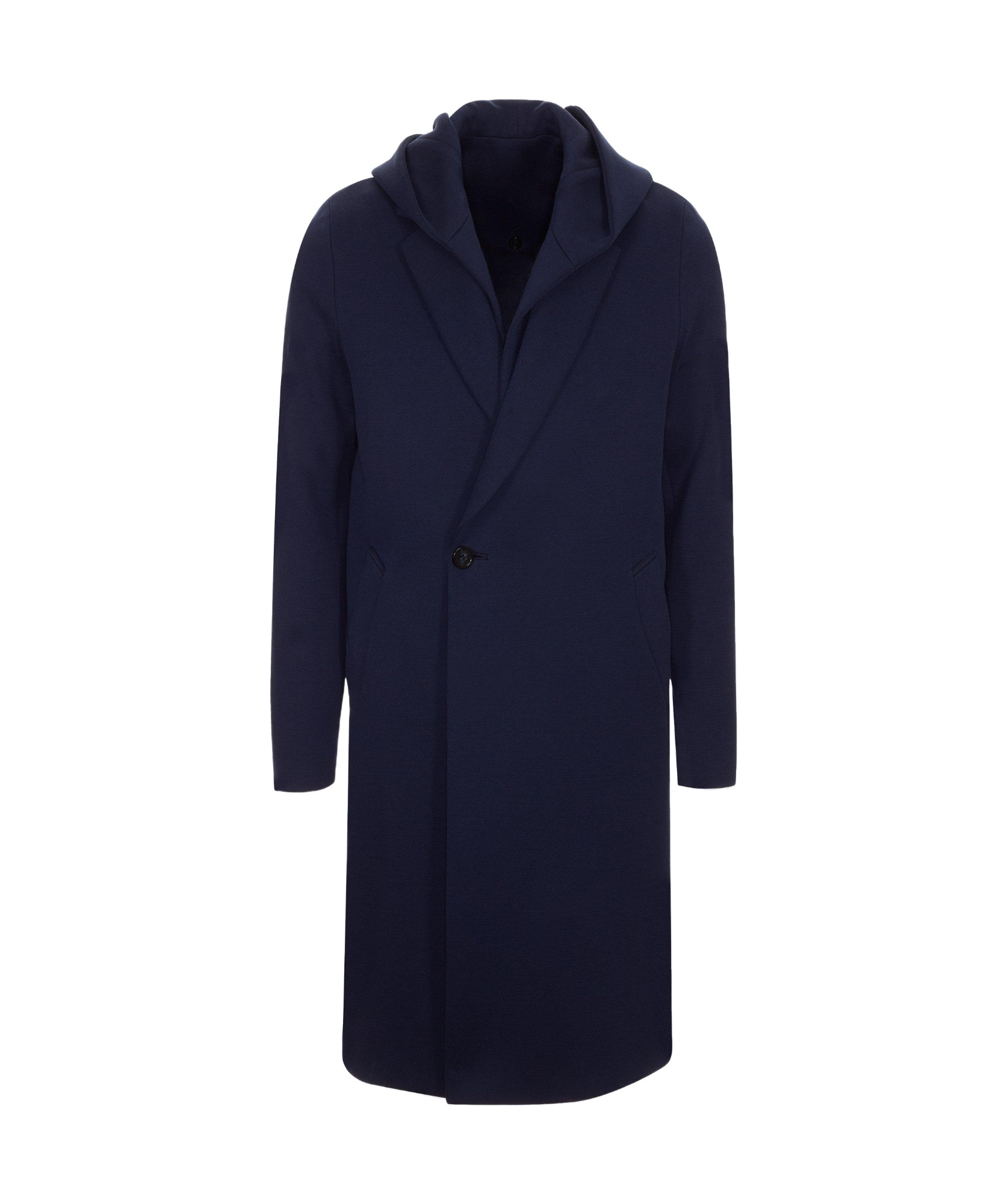Emporio Armani Hooded Trench Coat In Black