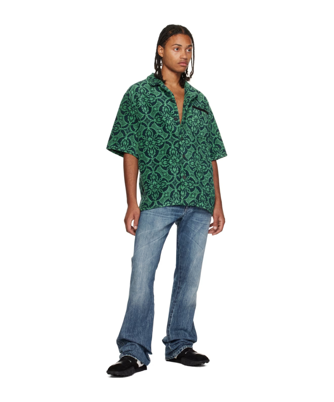 Marine Serre Graphic-print Short-sleeve Shirt In Green
