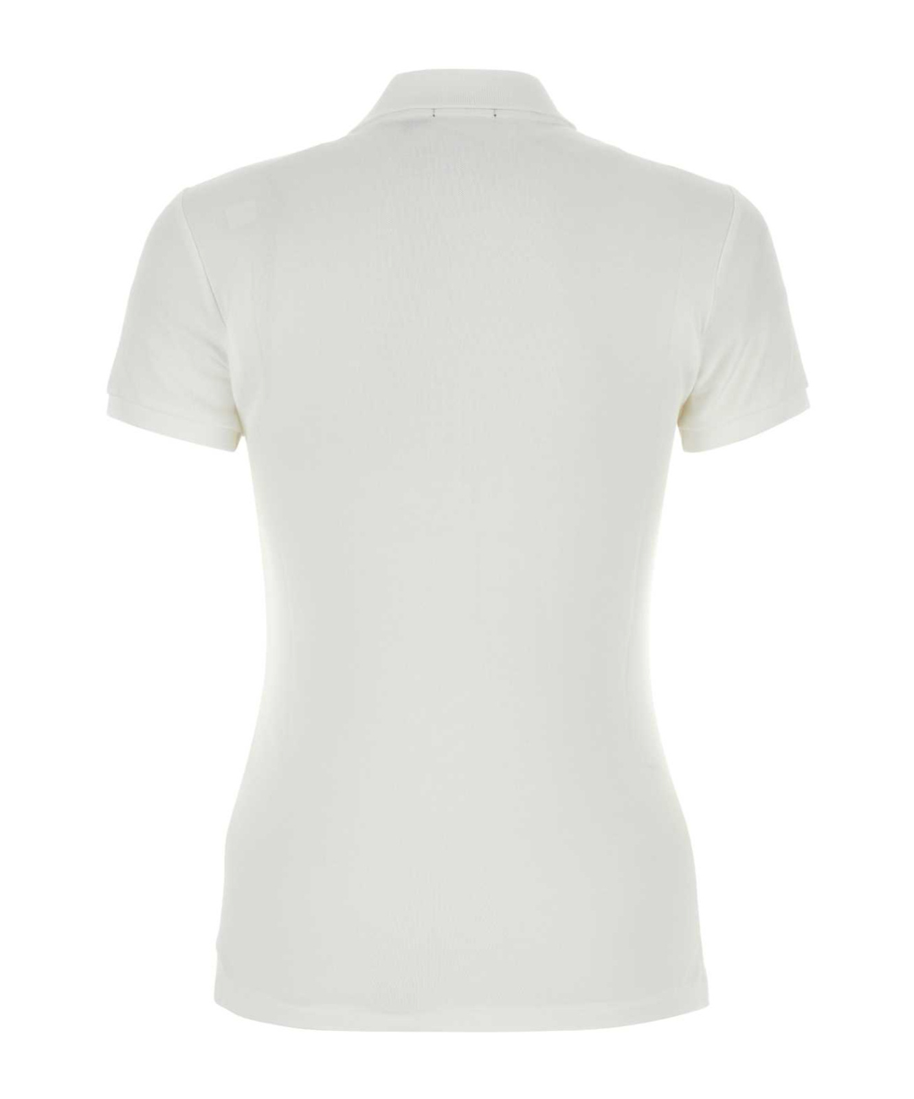 Polo Ralph Lauren Stretch Piquet Shirt With Ribbed Collar In White