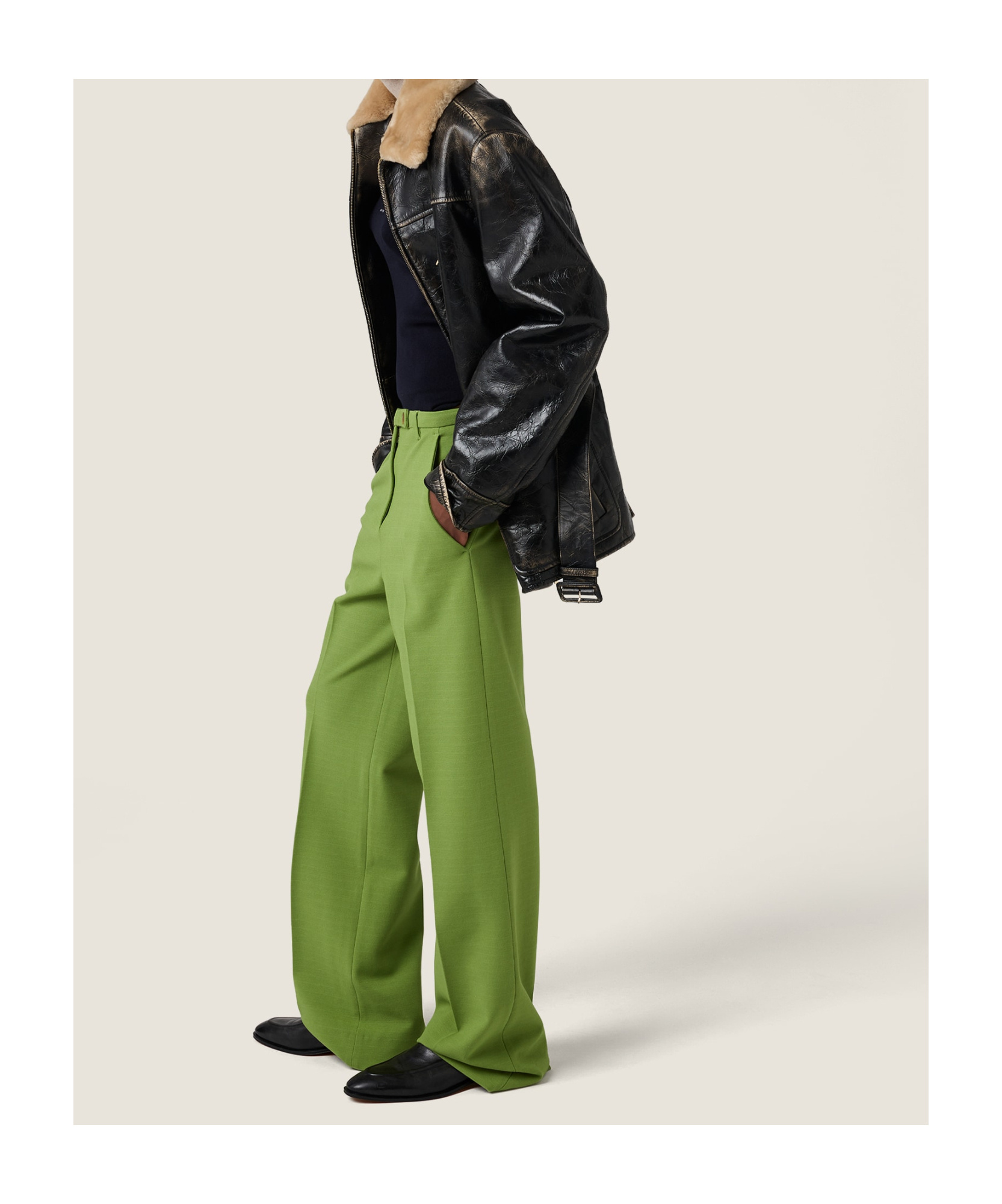 Miu Miu Straight-leg Tailored Pants In Green