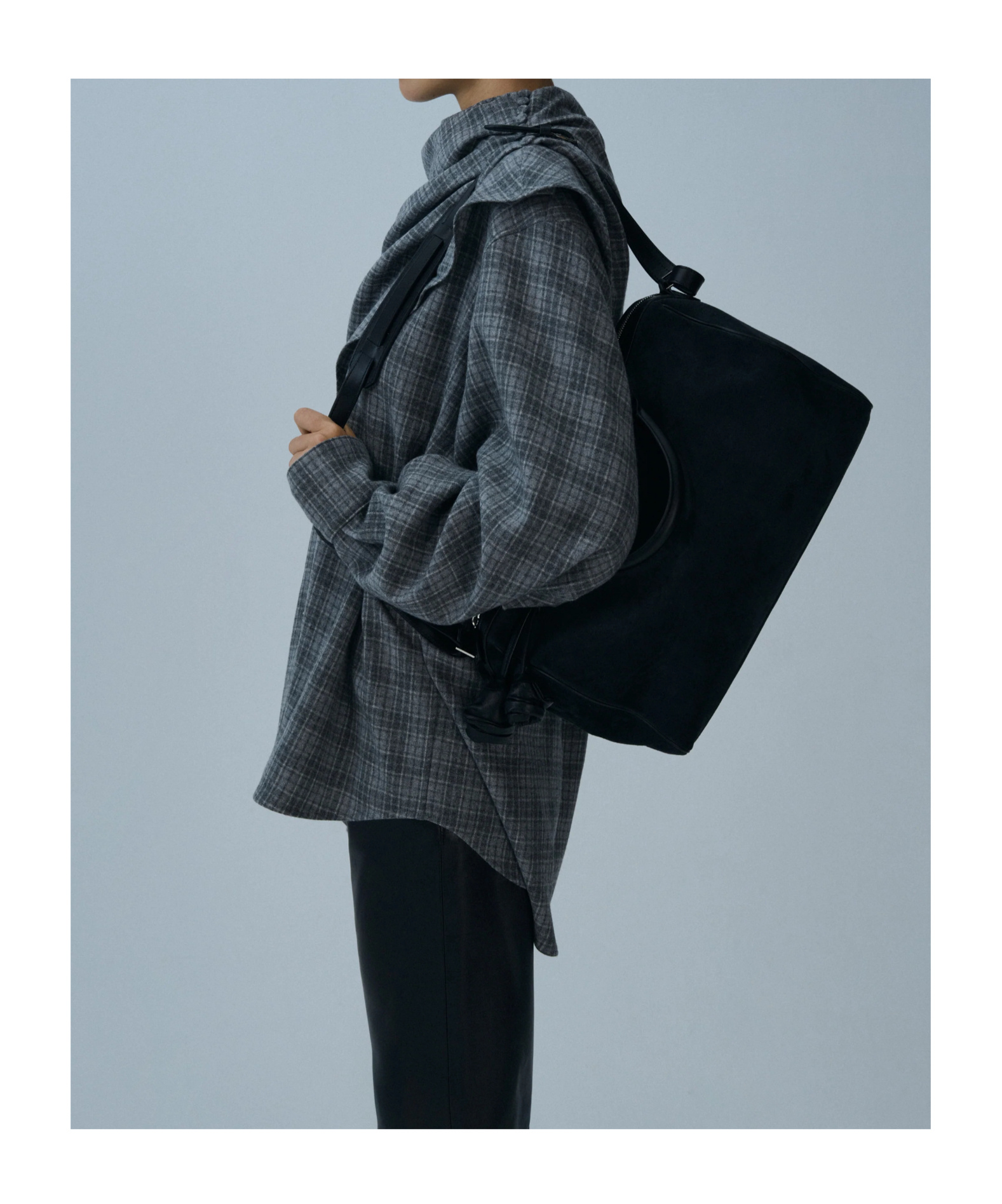 Magda Butrym Draped-collar Check Shirt In Gray