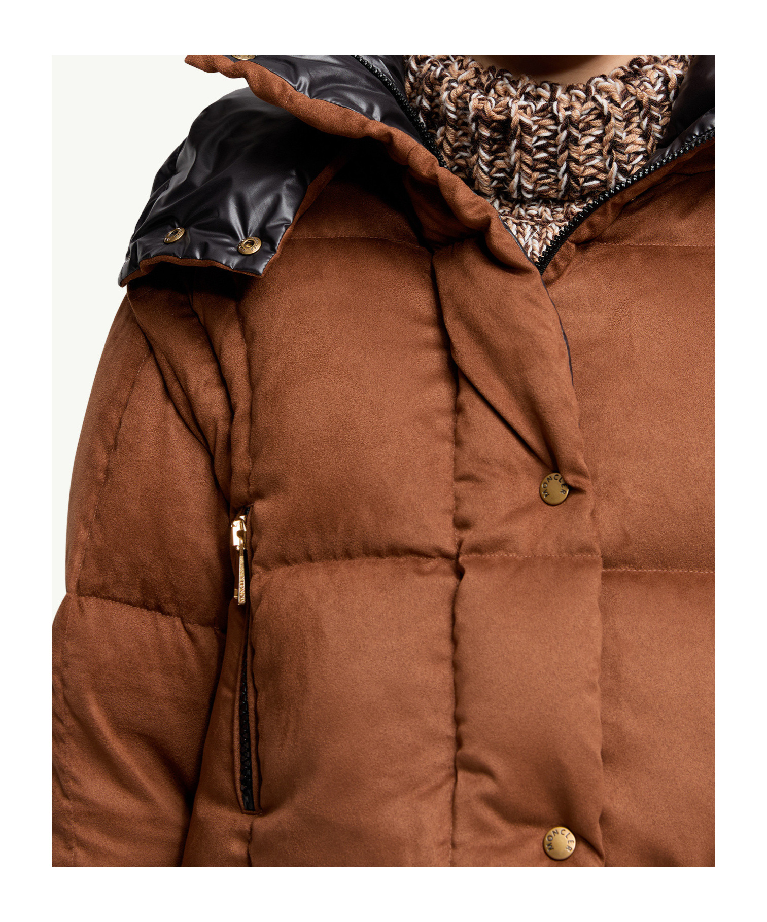 Moncler Paterne Convertible Short Down Jacket With Detachable Hood In Brown