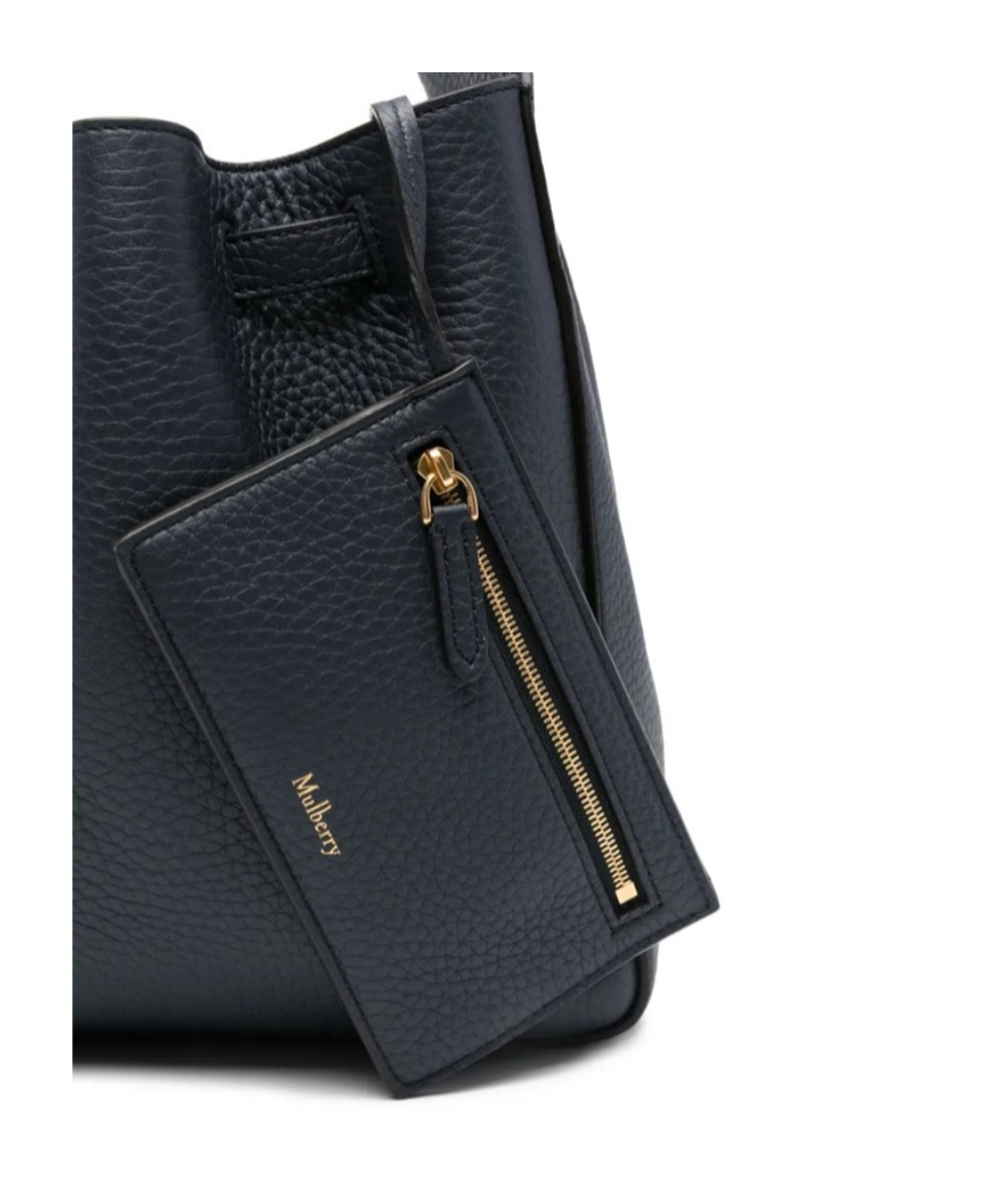 Mulberry Lyra Drawstring Leather Bucket Bag In Black