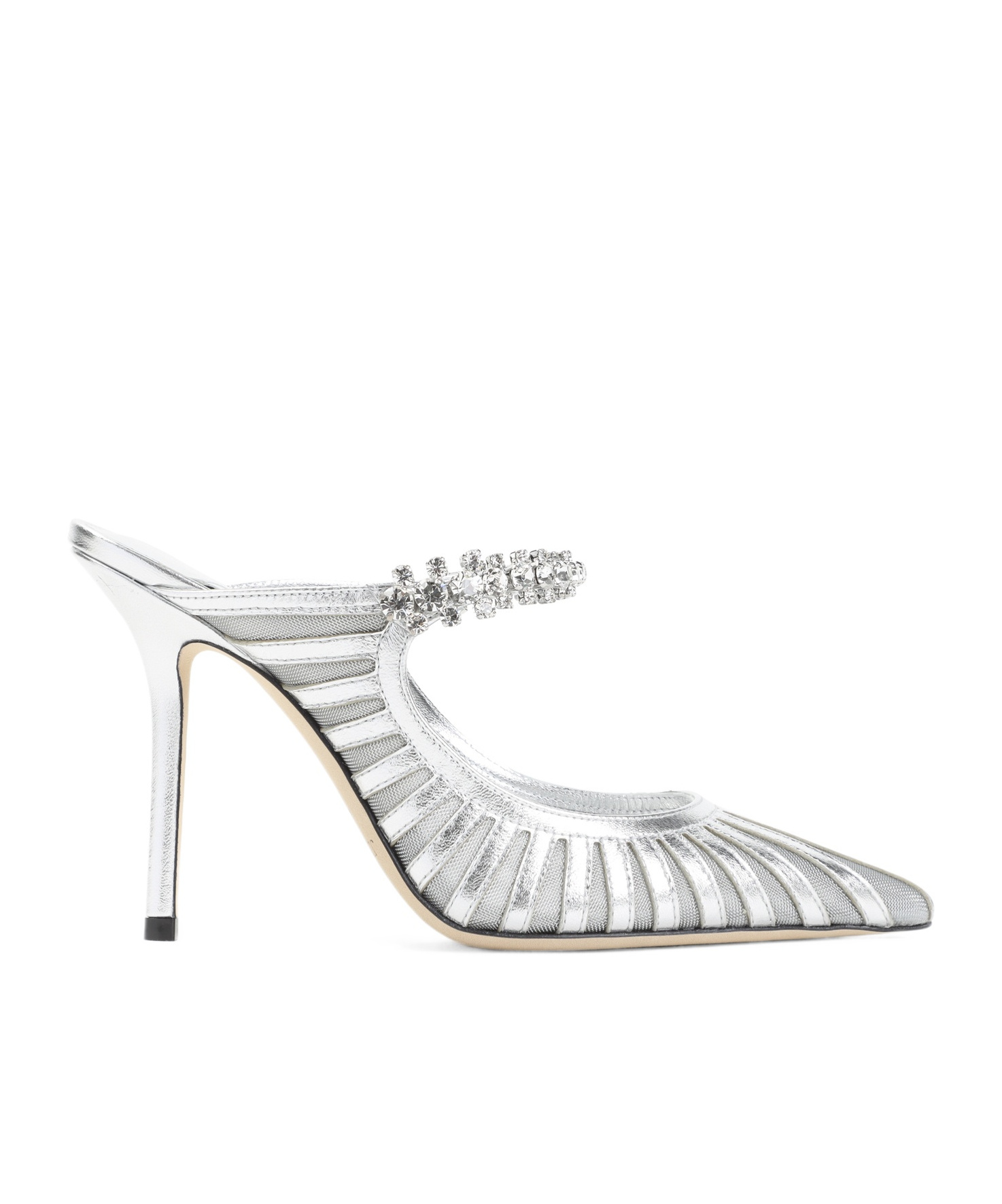 Jimmy Choo 100mm Bing Crystal-embellished Mules In Silver