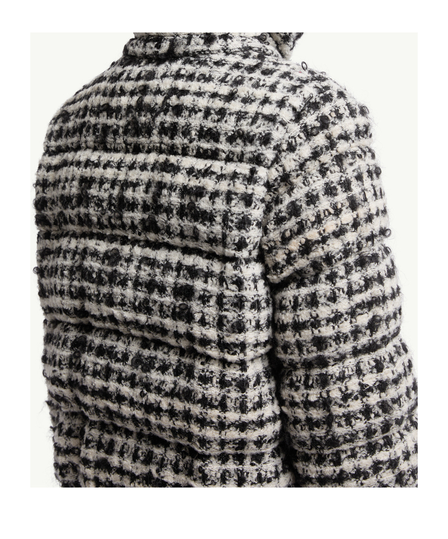 Moncler Andronne Tweed Hooded Short Down Jacket In Brown