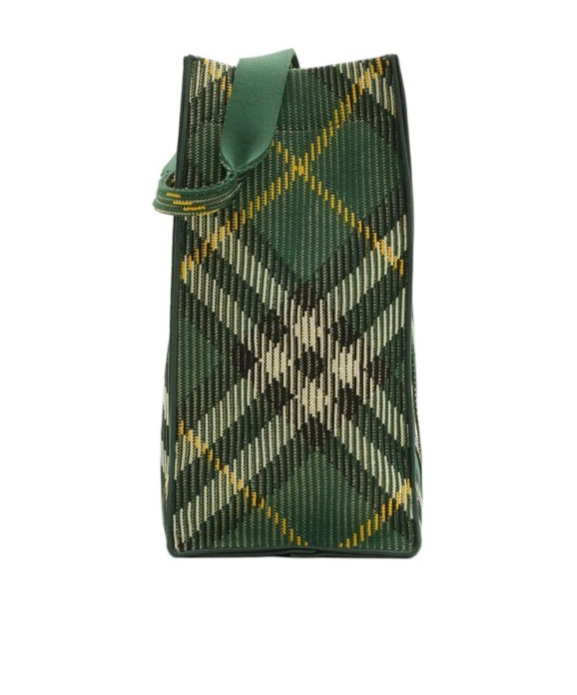 BURBERRY MEDIUM CHECK KNITTED TOTE BAG