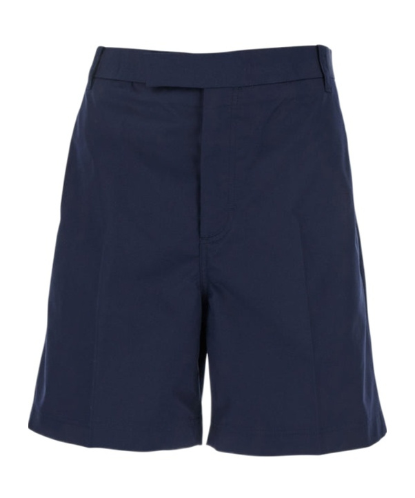 Thom Browne Blue Bermuda Pants With Logo Patch On The Rear And Belt Loops In Navy