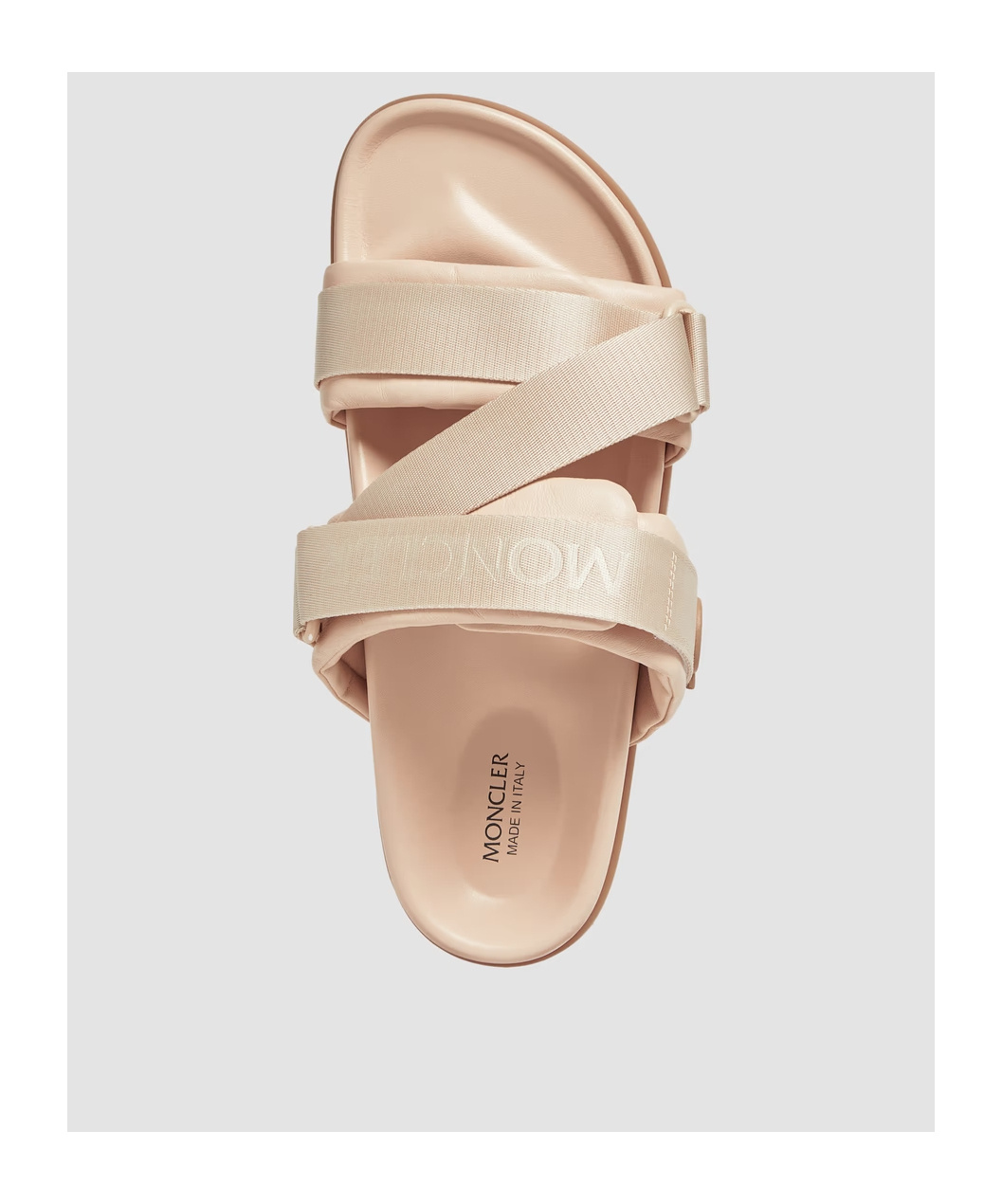 Shop Moncler Mon Summer Nappa Leather Sliders In Nude