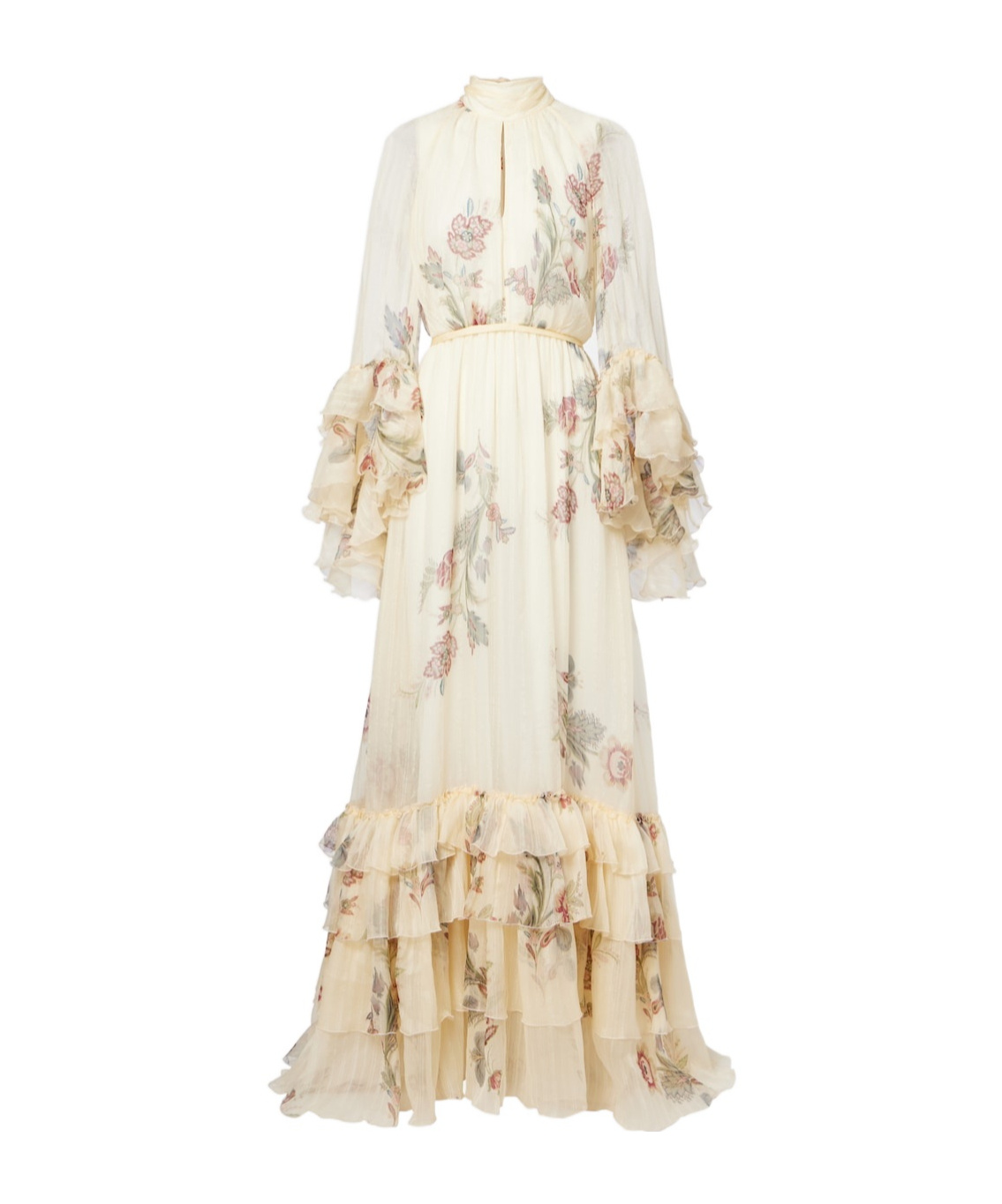Etro Floral Silk Crepon Gown In Brown