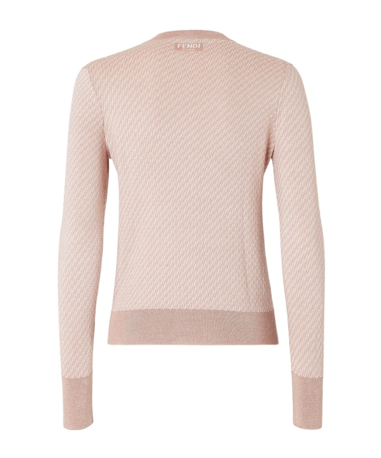 Shop Fendi Pink Ff Wool And Silk Cardigan In Nude