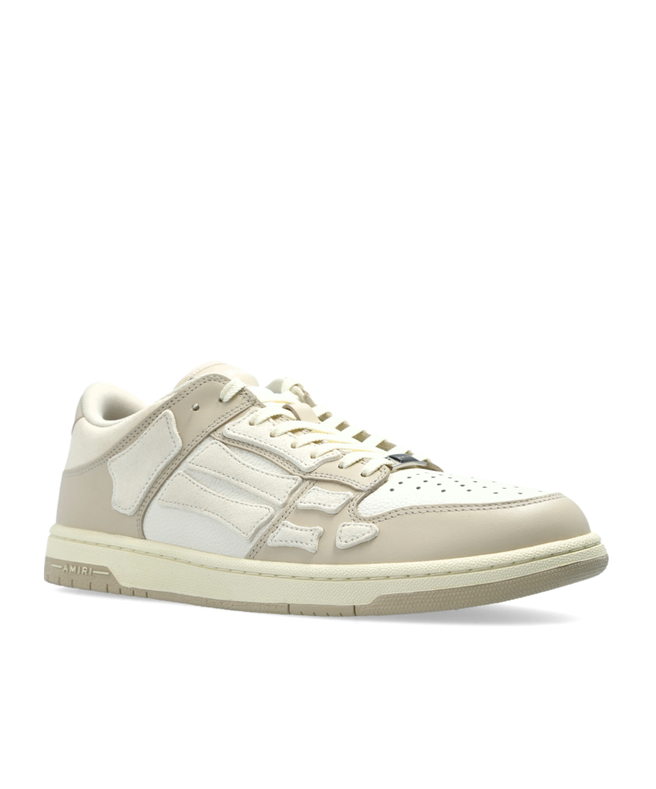 Amiri Skel Top Low White Sneakers With Skeleton Patch In Leather Man In White