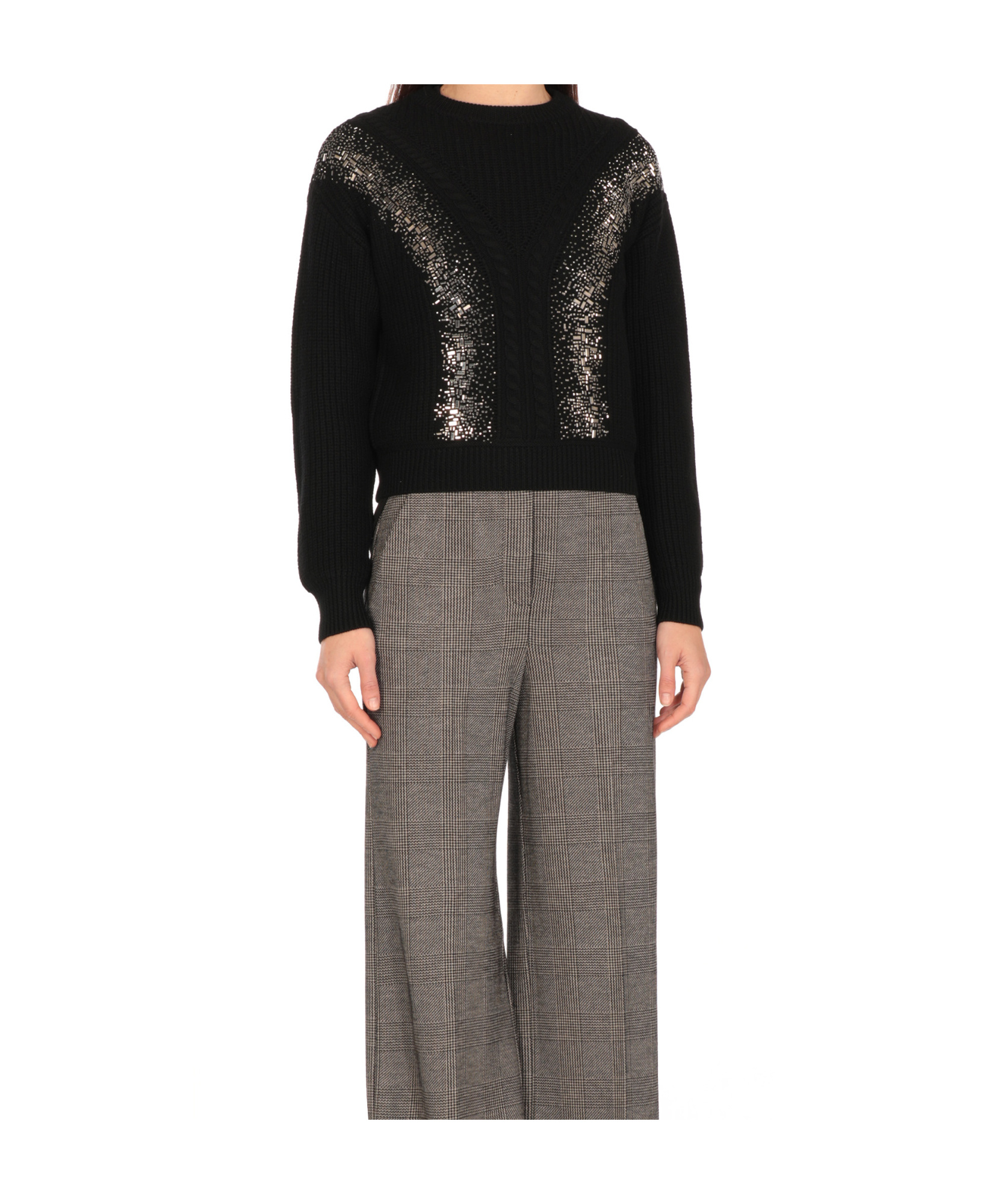 Max Mara Long-sleeved Sweater In Black