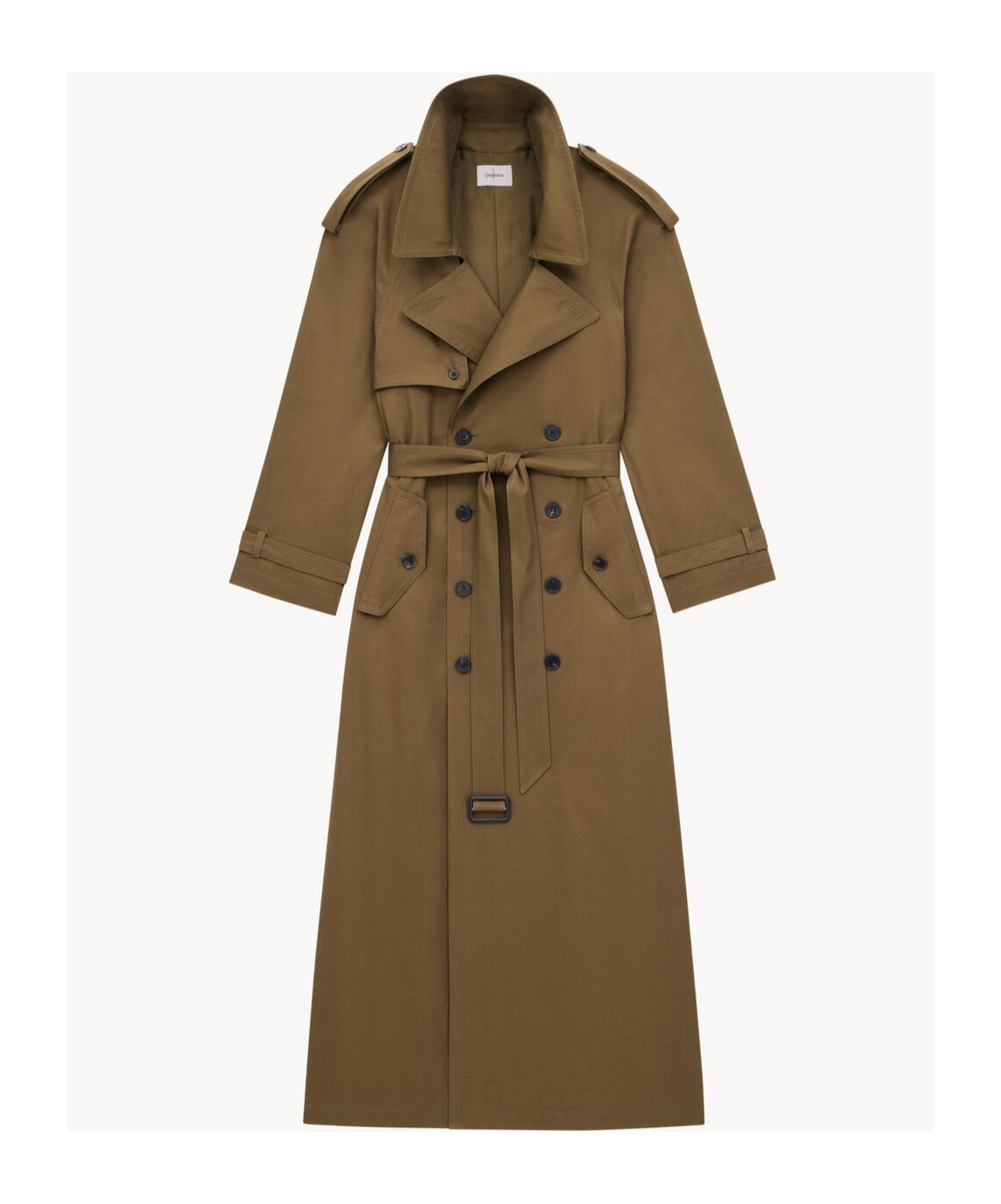 Saint Laurent Double-breasted Cotton Trench Coat In Green