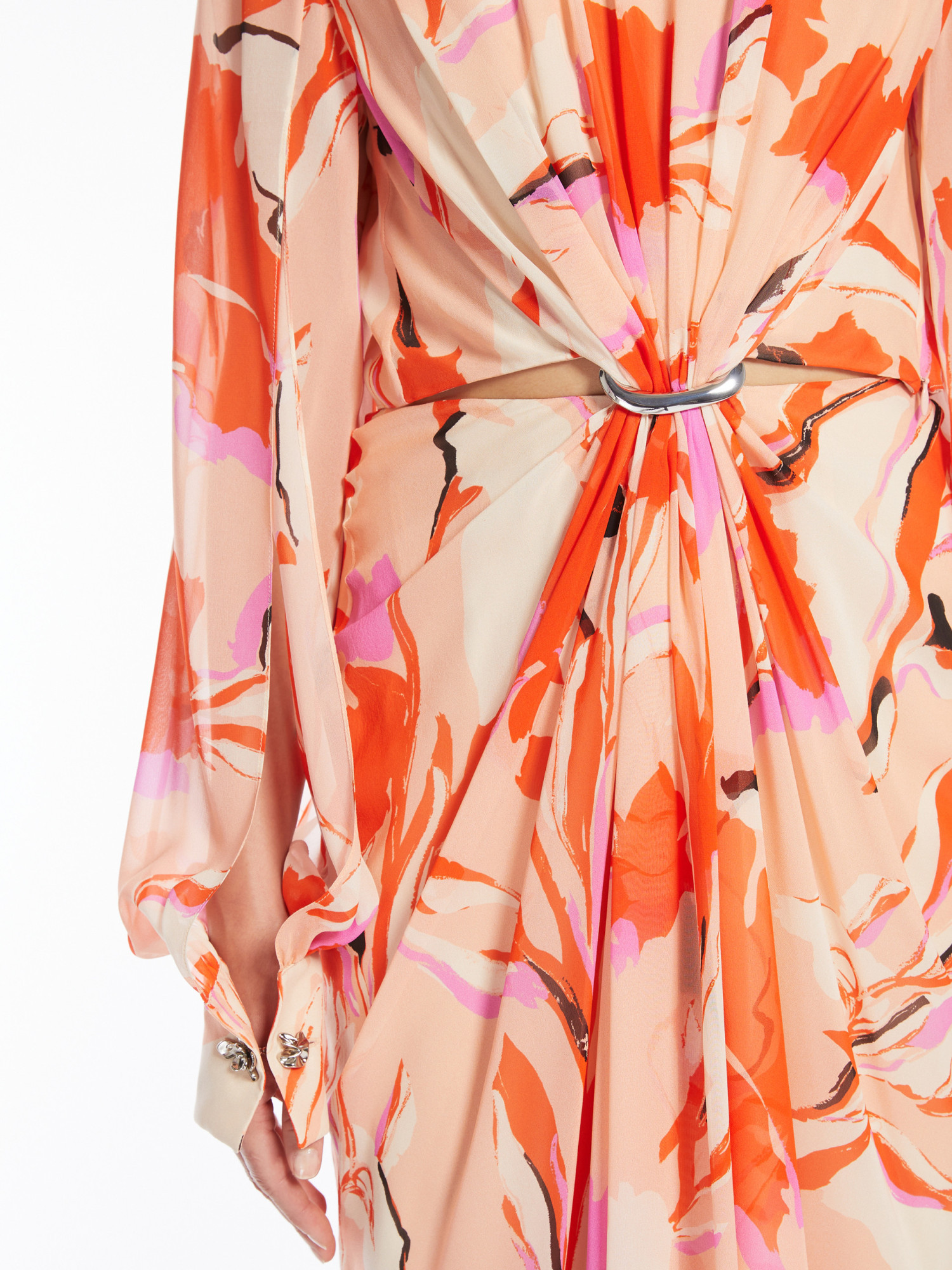 Max Mara Silk Georgette Midi Dress In Nude
