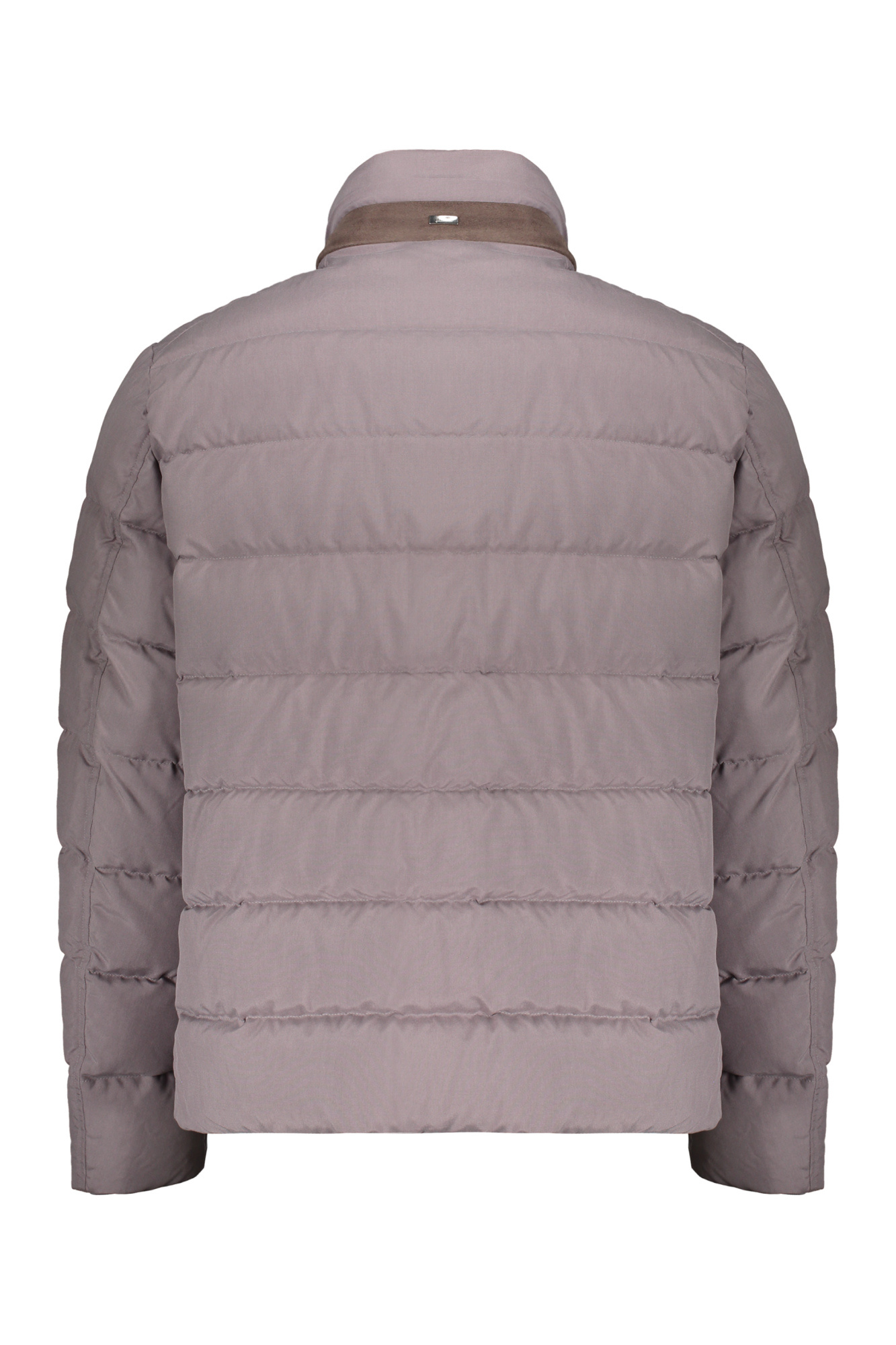 Herno Down Jacket With Zipper And Automatic Buttons In Gray