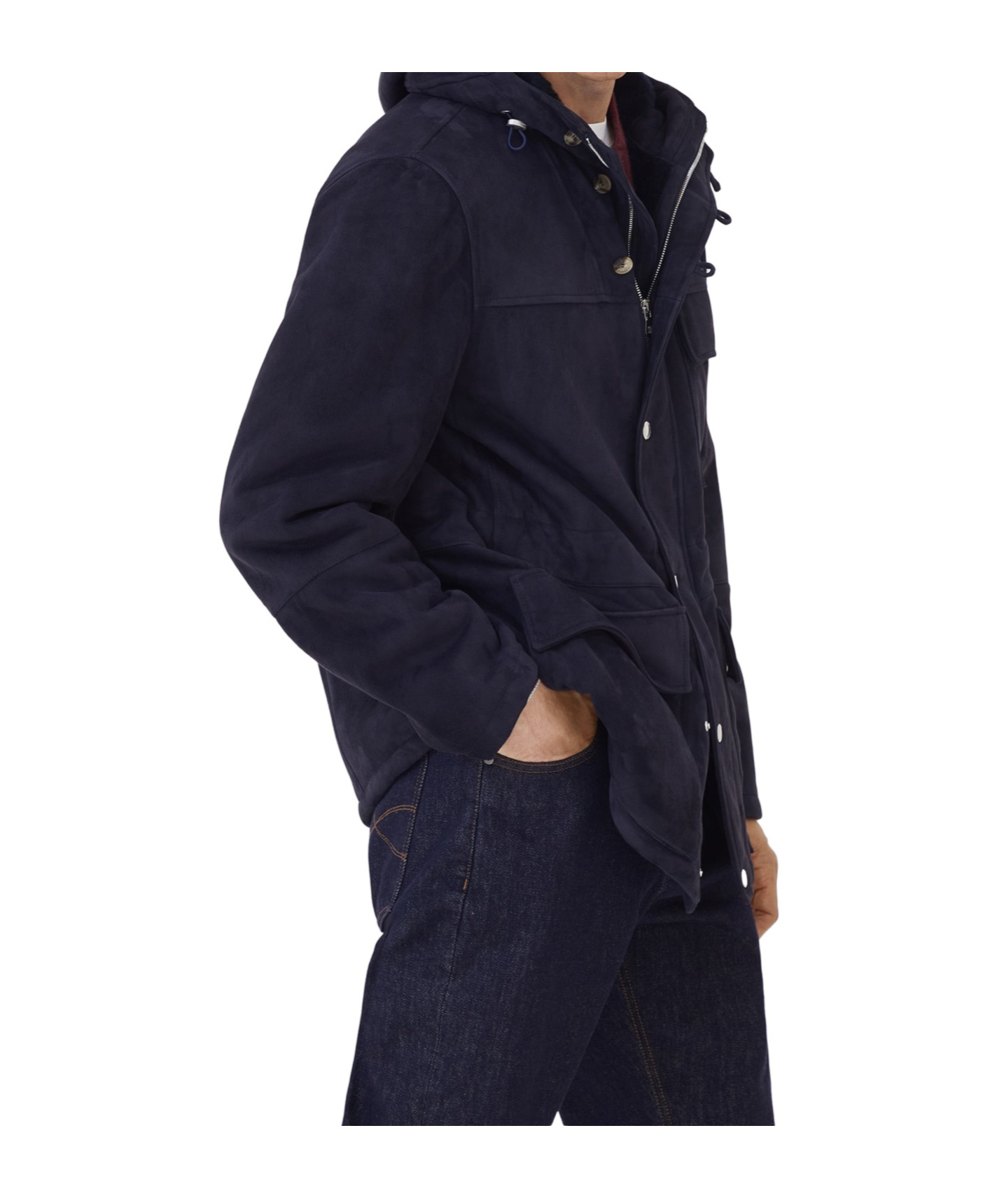 Brunello Cucinelli Shearling Parka In Blue